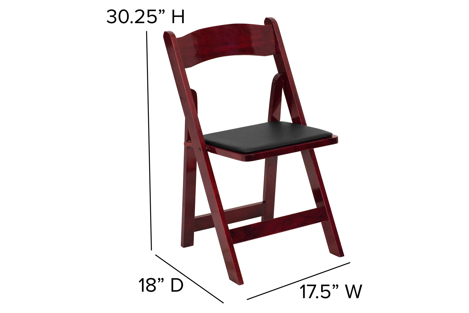 BLNK HERCULES Series Wood Folding Chair with Vinyl Padded Seat - Mahogany