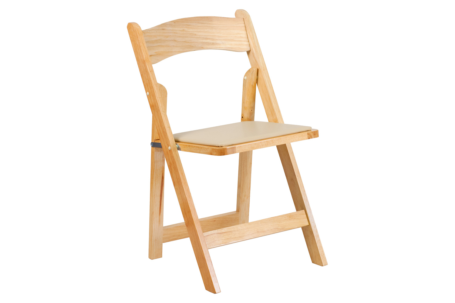 BLNK HERCULES Series Wood Folding Chair with Vinyl Padded Seat - Natural