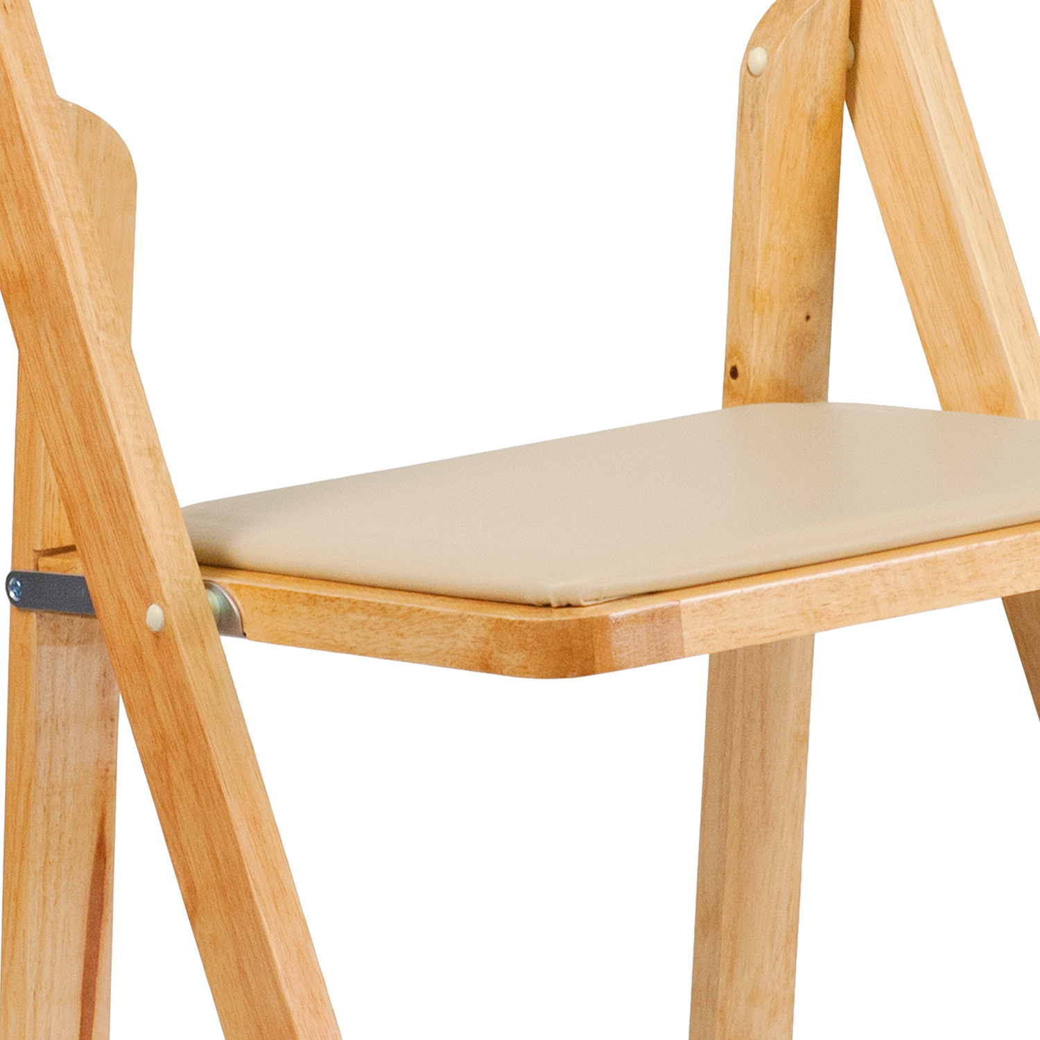 BLNK HERCULES Series Wood Folding Chair with Vinyl Padded Seat - Natural