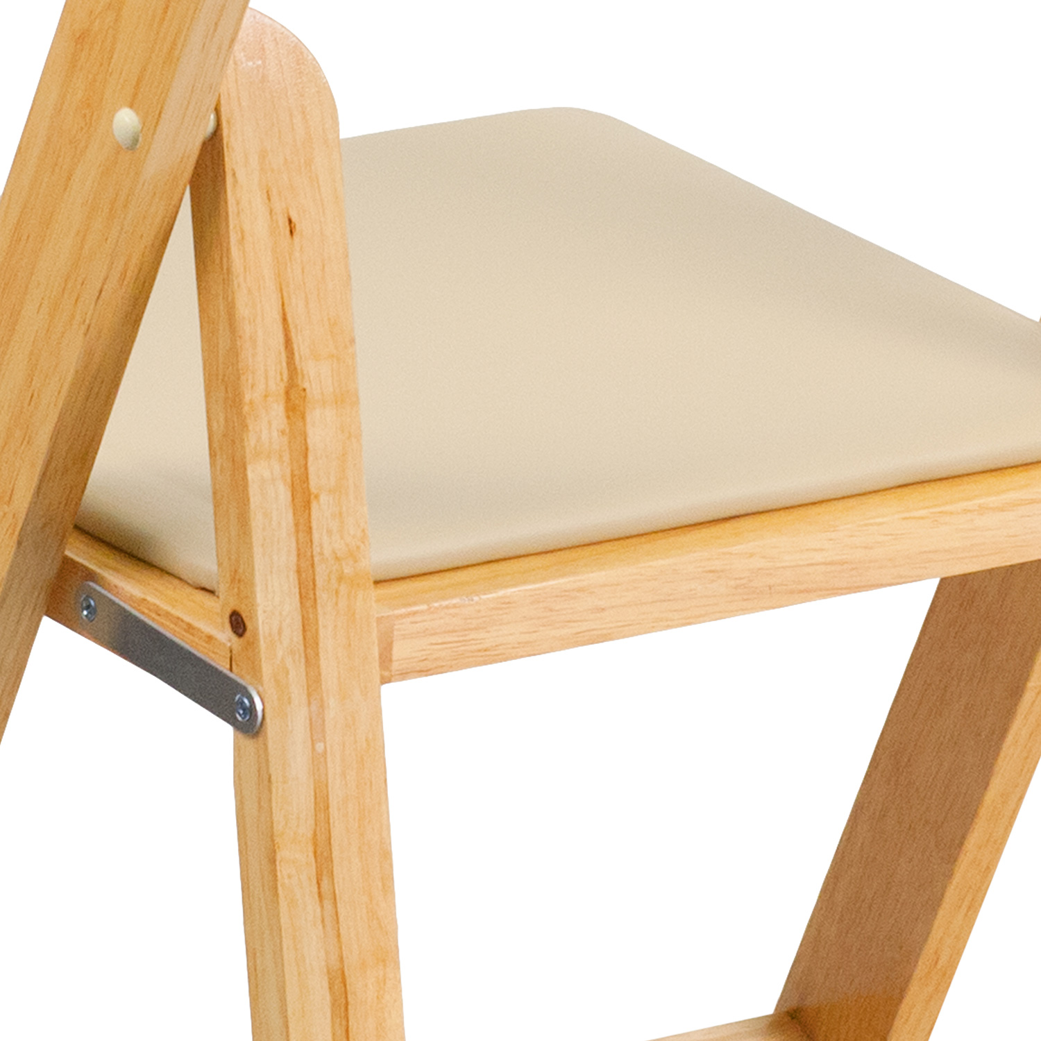 BLNK HERCULES Series Wood Folding Chair with Vinyl Padded Seat - Natural