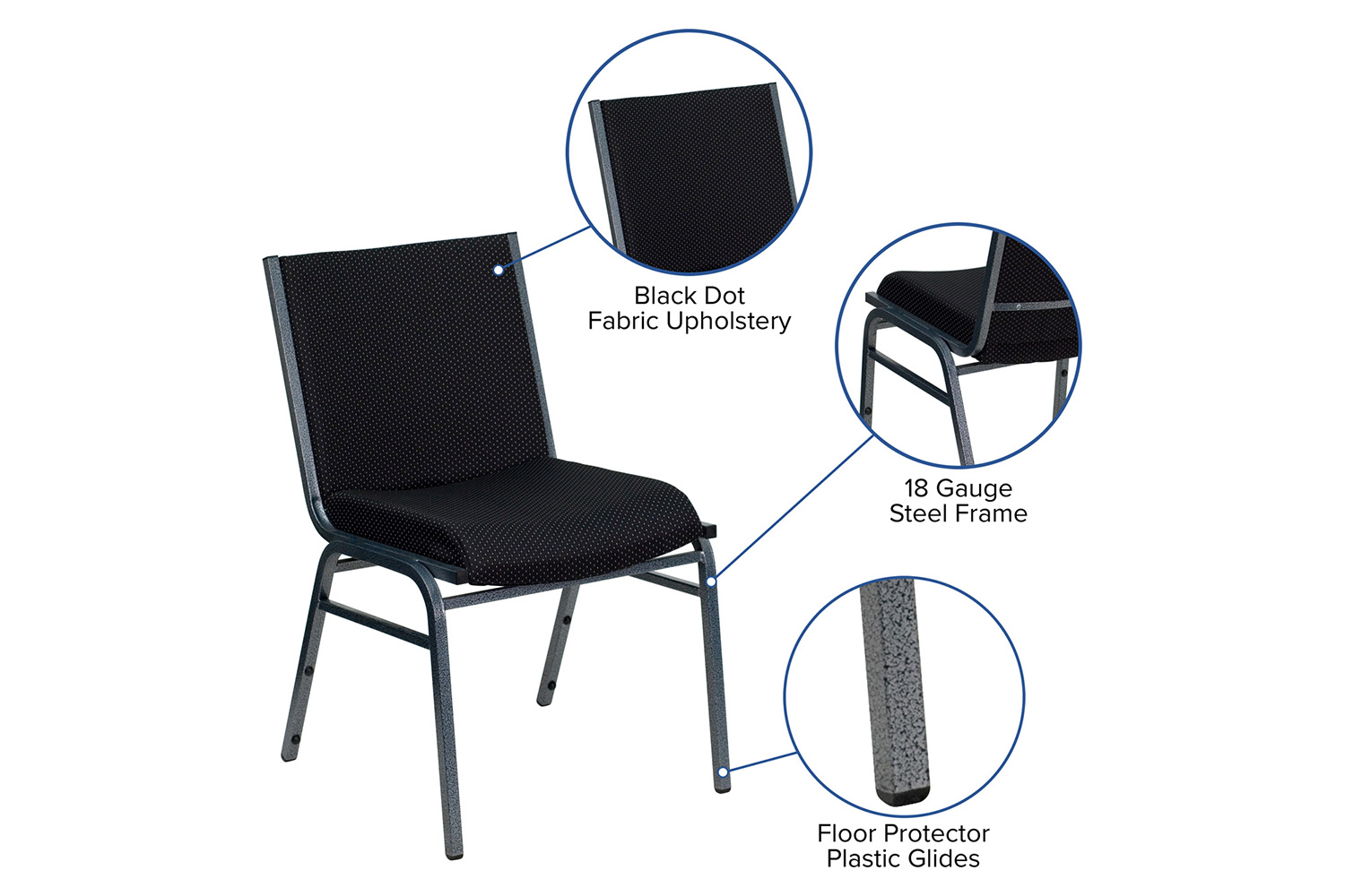 BLNK HERCULES Series Fabric Heavy Duty Stack Chair - Black Dot