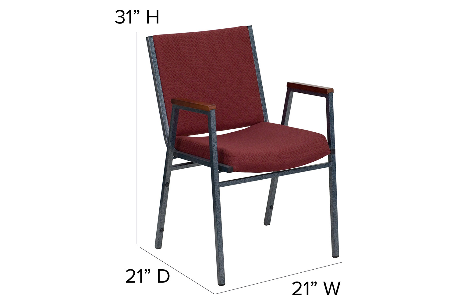 BLNK™ HERCULES Series Fabric Heavy Duty Stack Chair with Arms - Burgundy Patterned