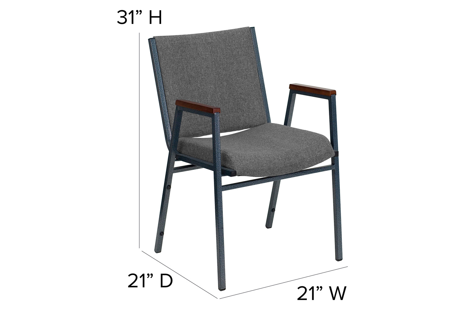 BLNK™ HERCULES Series Fabric Heavy Duty Stack Chair with Arms - Gray