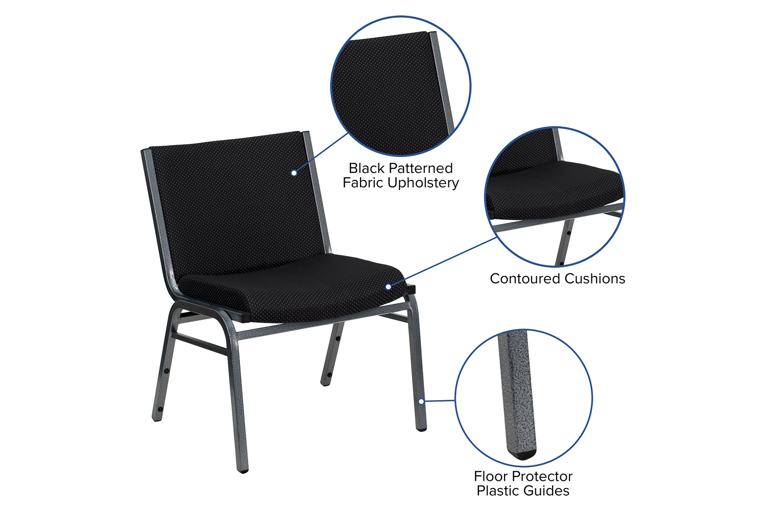 BLNK™ HERCULES Series Fabric Stack Chair - Black