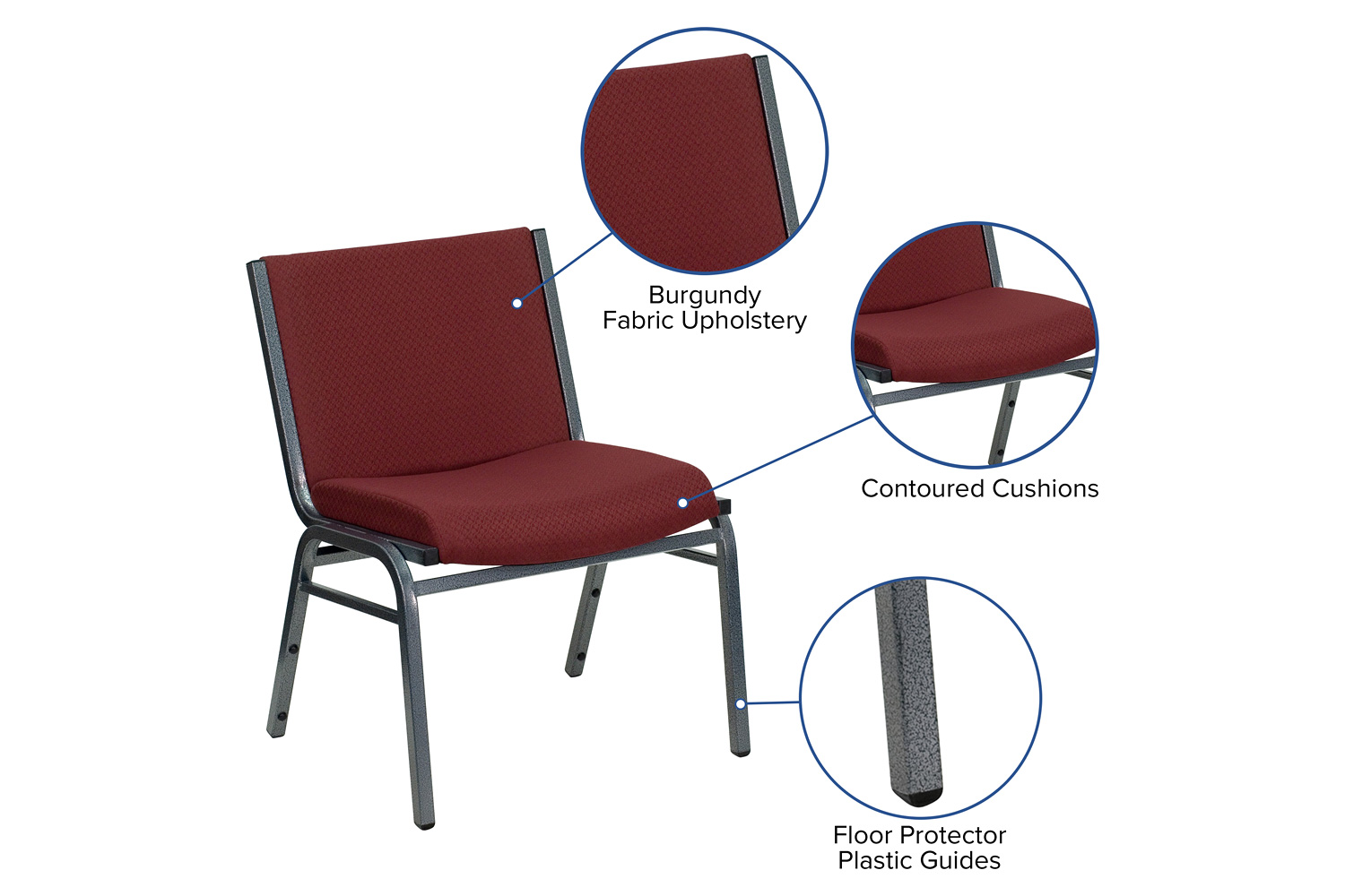 BLNK™ HERCULES Series Fabric Stack Chair - Burgundy