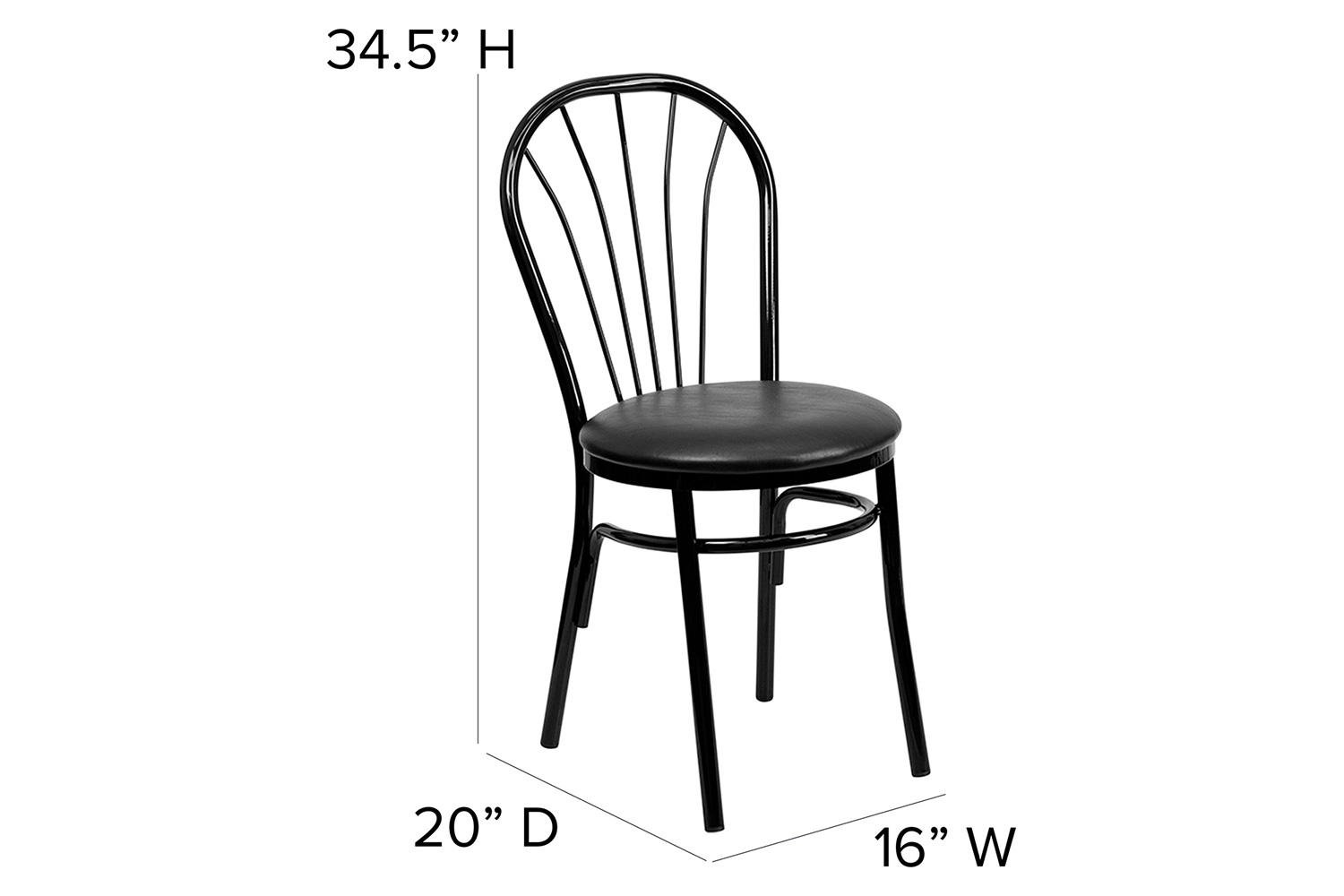 BLNK™ HERCULES Series Vinyl Fan Back Metal Chair - Black