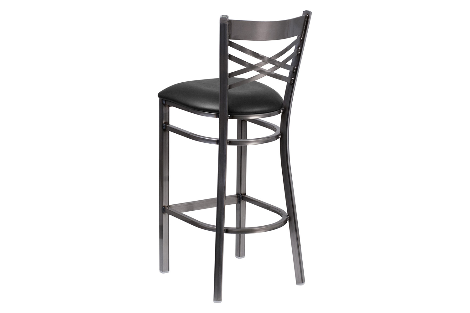 BLNK - HERCULES Series Clear Coated Metal "X" Back Restaurant Bar Stool with Vinyl Seat