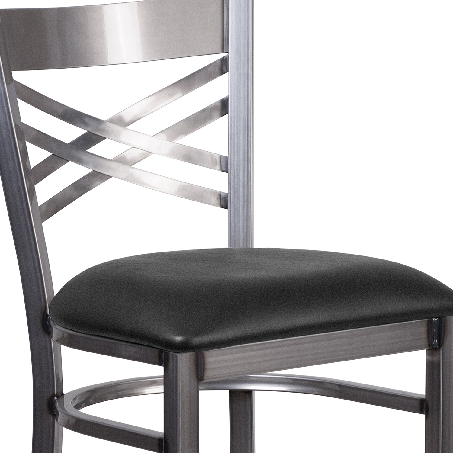 BLNK - HERCULES Series Clear Coated Metal "X" Back Restaurant Bar Stool with Vinyl Seat