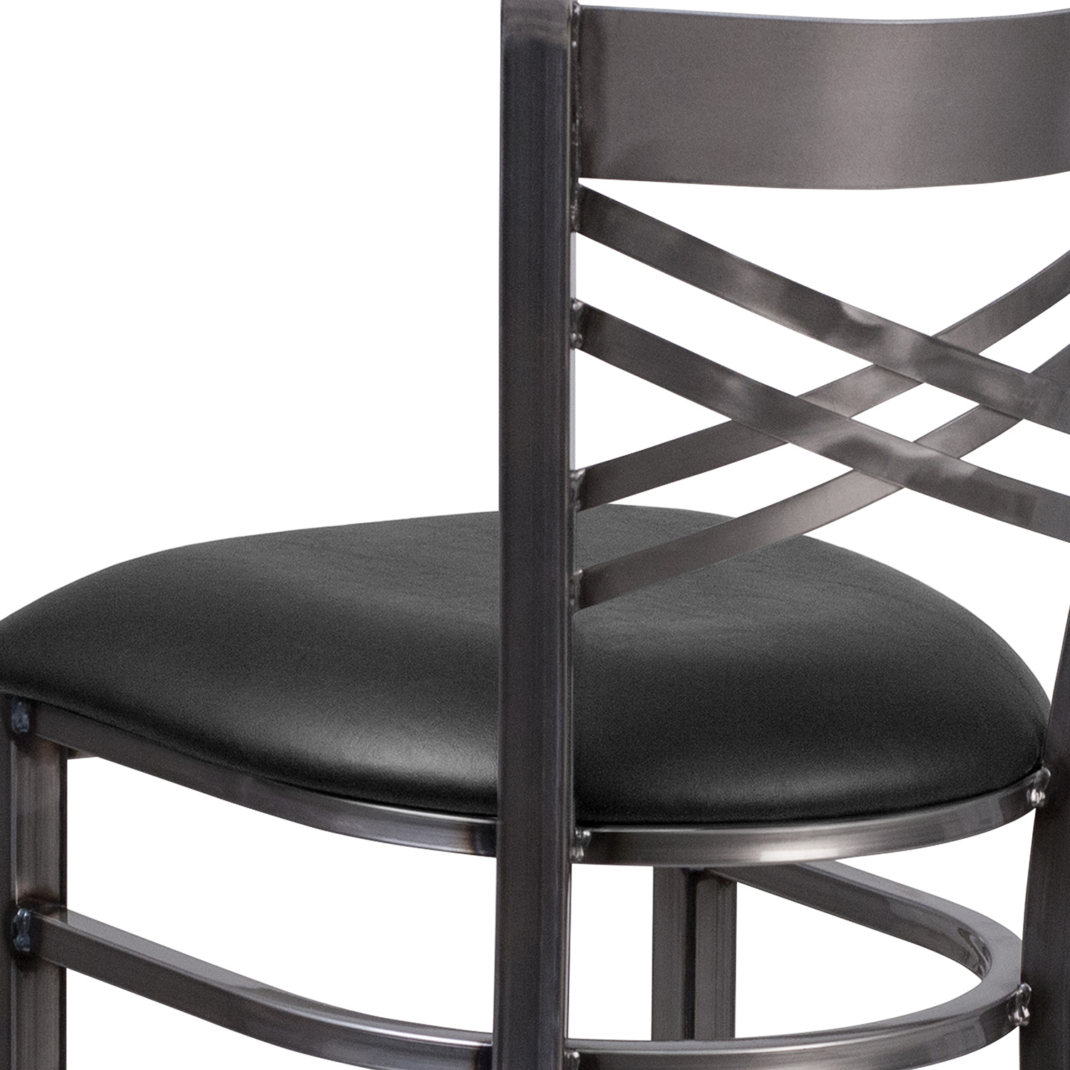 BLNK - HERCULES Series Clear Coated Metal "X" Back Restaurant Bar Stool with Vinyl Seat