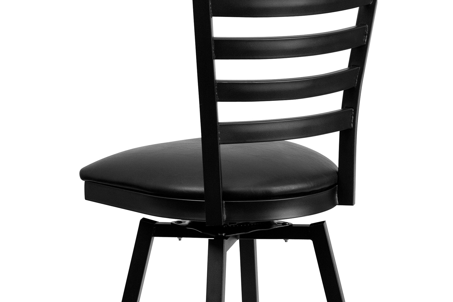 BLNK HERCULES Series Black Metal Ladder Back Swivel Bar Stool with Vinyl Seat - Black