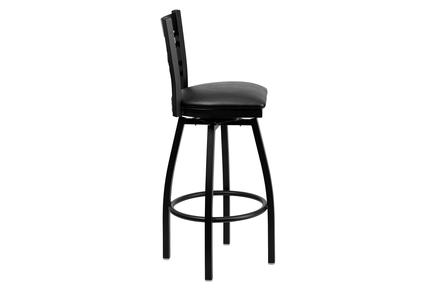 BLNK HERCULES Series Black Metal "X" Back Swivel Bar Stool with Vinyl Seat - Black