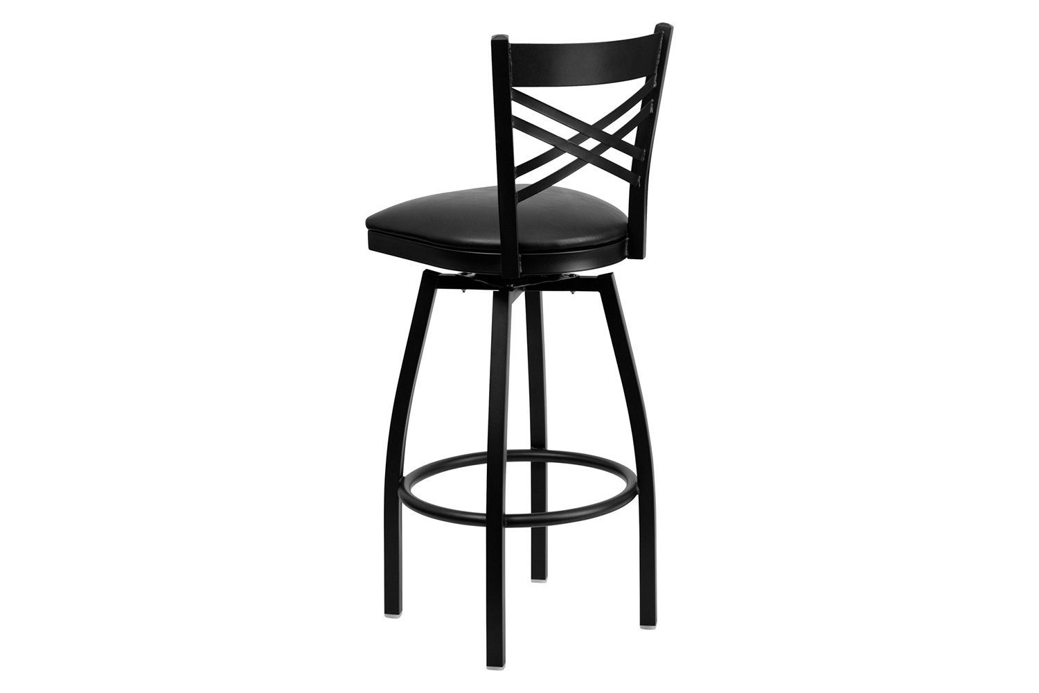 BLNK HERCULES Series Black Metal "X" Back Swivel Bar Stool with Vinyl Seat - Black