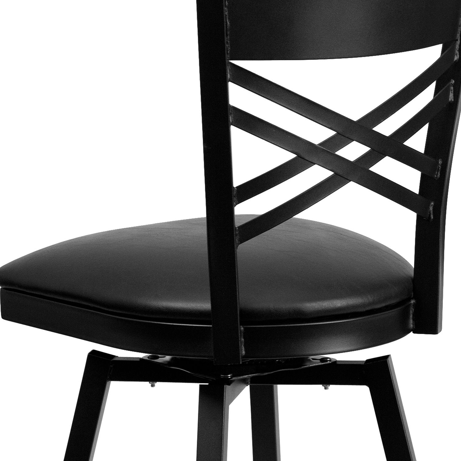 BLNK HERCULES Series Black Metal "X" Back Swivel Bar Stool with Vinyl Seat - Black