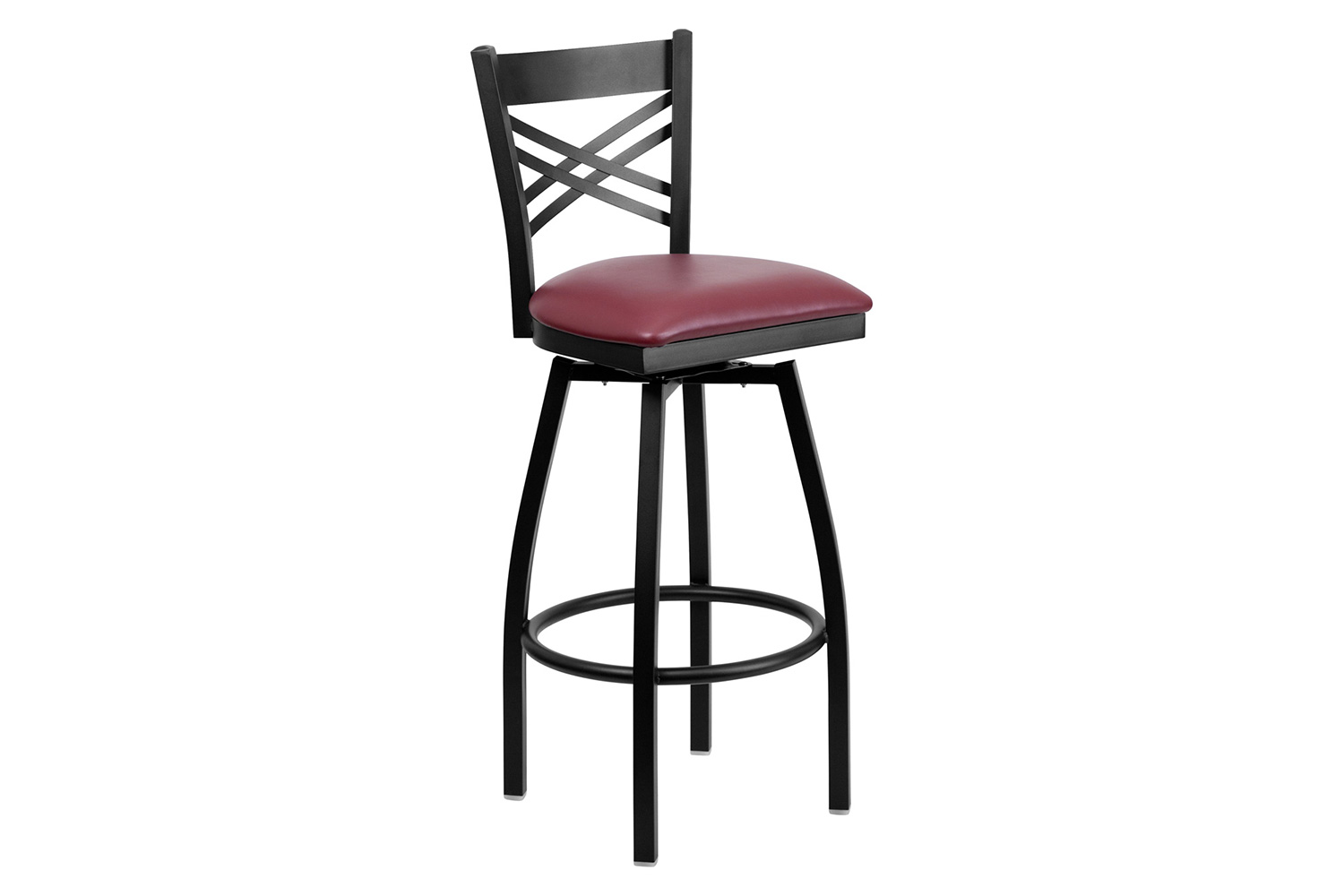 BLNK HERCULES Series Black Metal "X" Back Swivel Bar Stool with Vinyl Seat