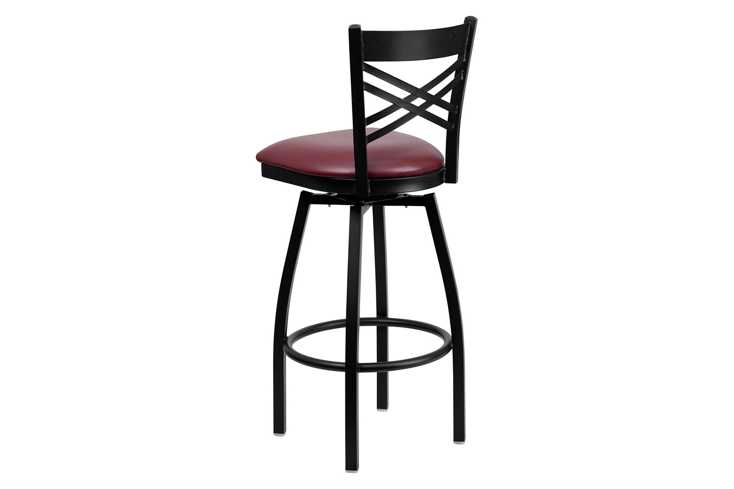 BLNK HERCULES Series Black Metal "X" Back Swivel Bar Stool with Vinyl Seat - Burgundy