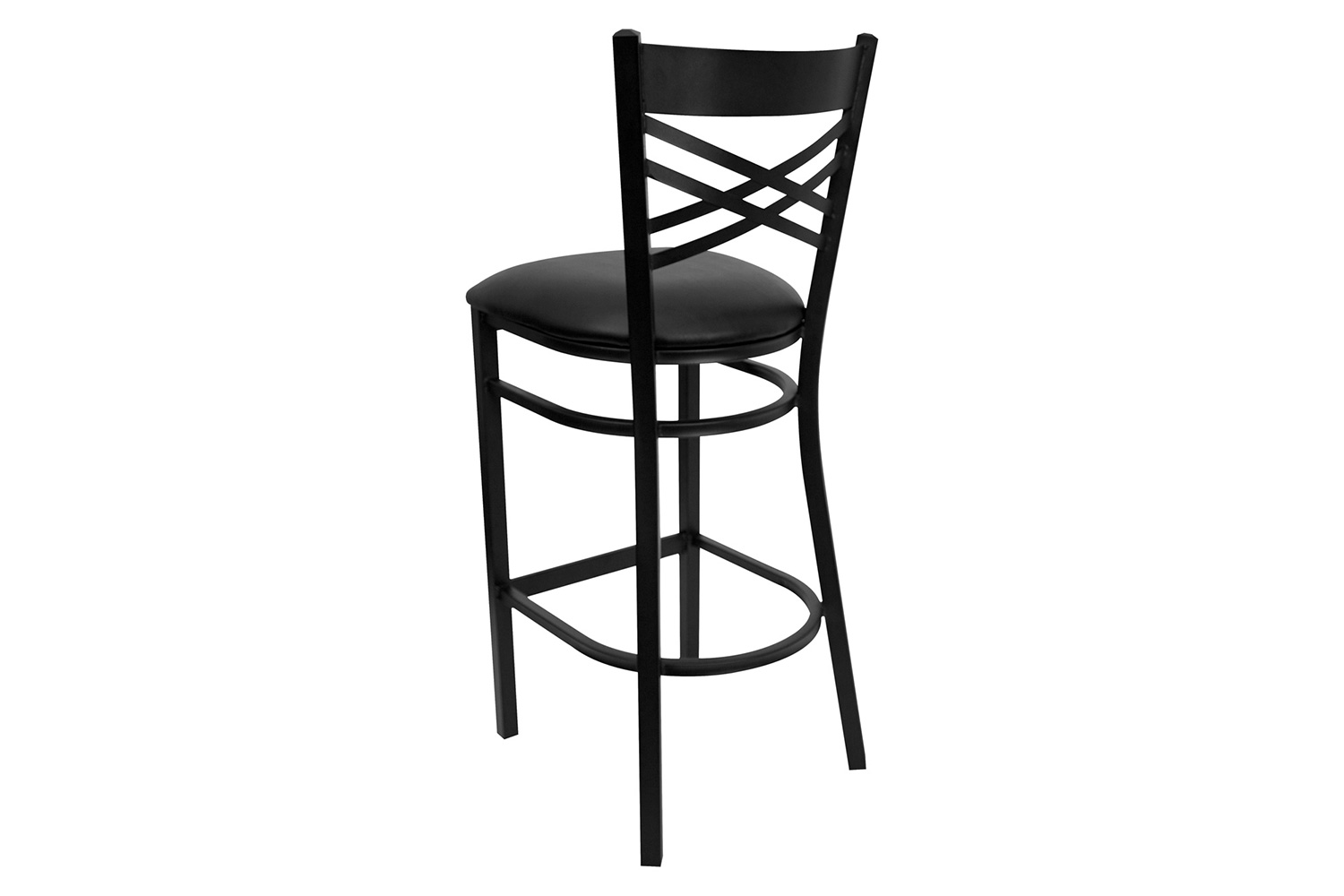 BLNK HERCULES Series Black Metal "X" Back Restaurant Bar Stool with Vinyl Seat - Black