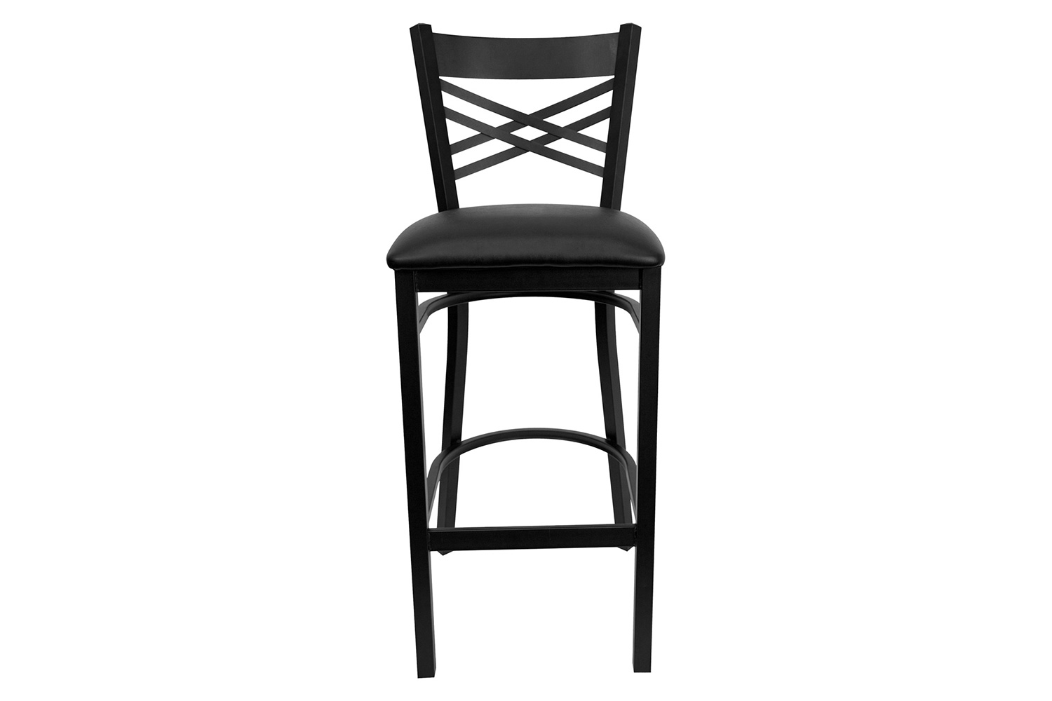 BLNK HERCULES Series Black Metal "X" Back Restaurant Bar Stool with Vinyl Seat - Black