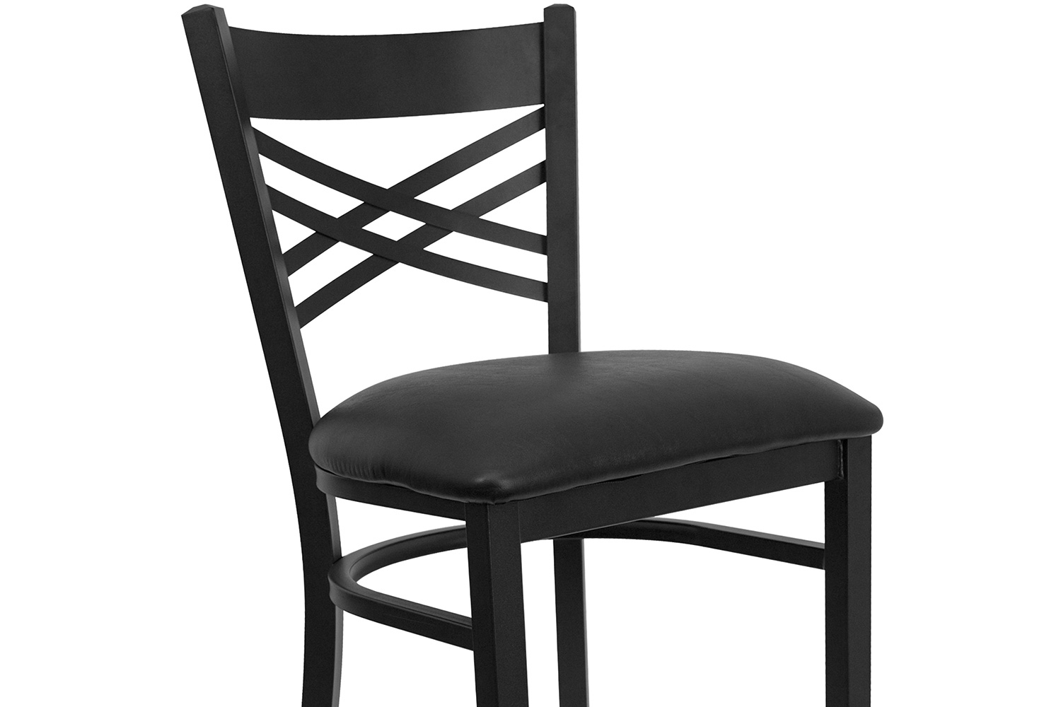 BLNK HERCULES Series Black Metal "X" Back Restaurant Bar Stool with Vinyl Seat - Black