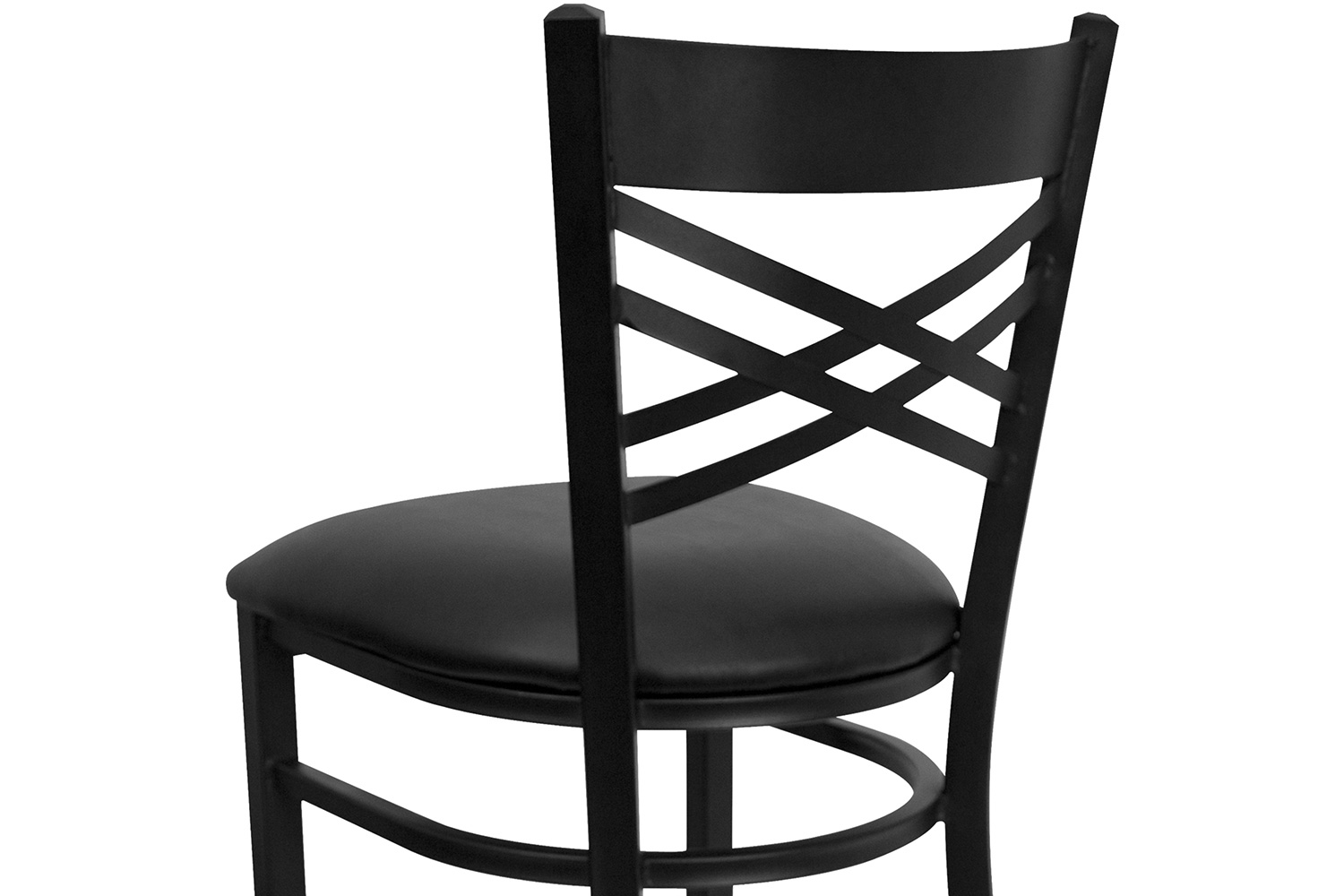 BLNK HERCULES Series Black Metal "X" Back Restaurant Bar Stool with Vinyl Seat - Black