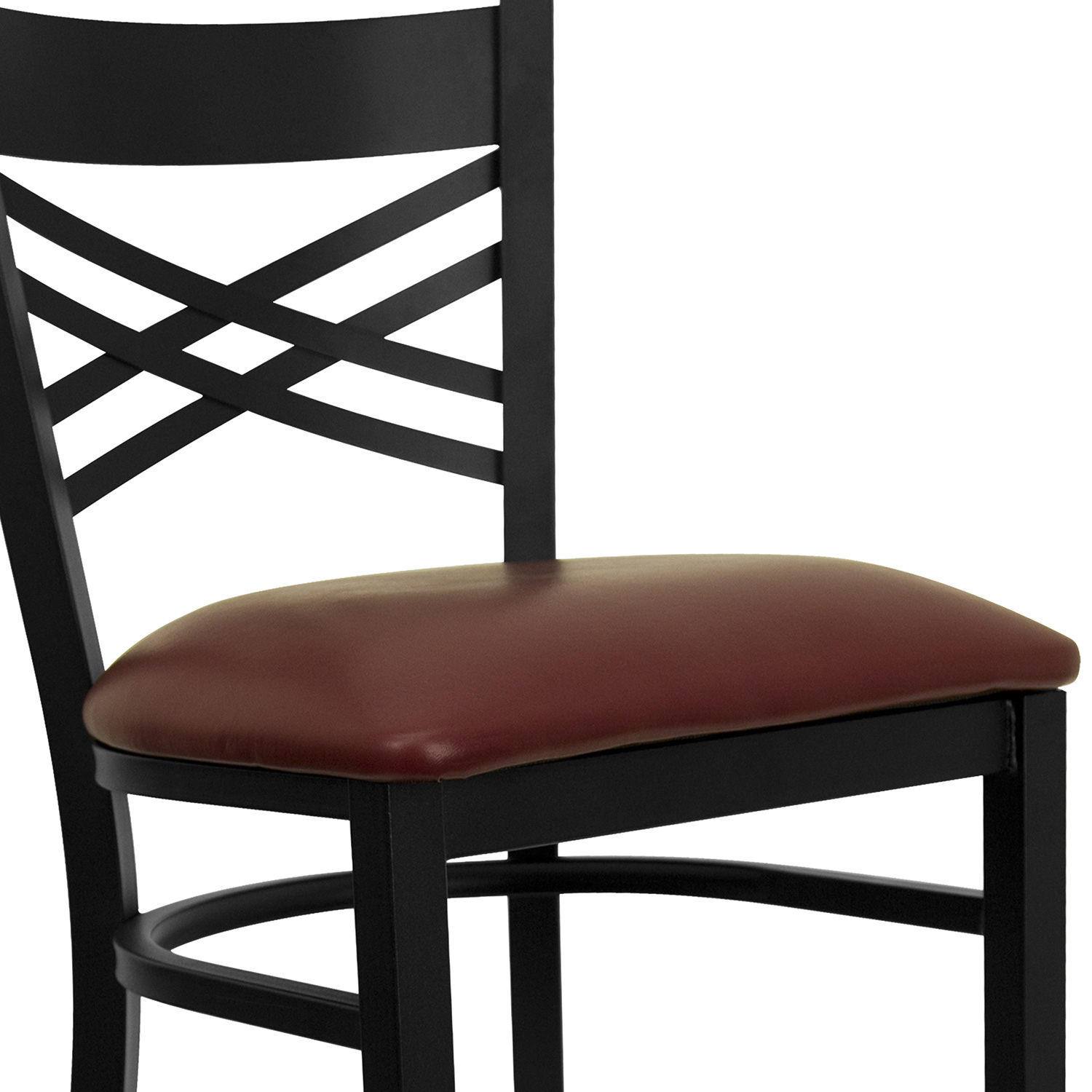 BLNK HERCULES Series Black Metal "X" Back Restaurant Bar Stool with Vinyl Seat - Burgundy