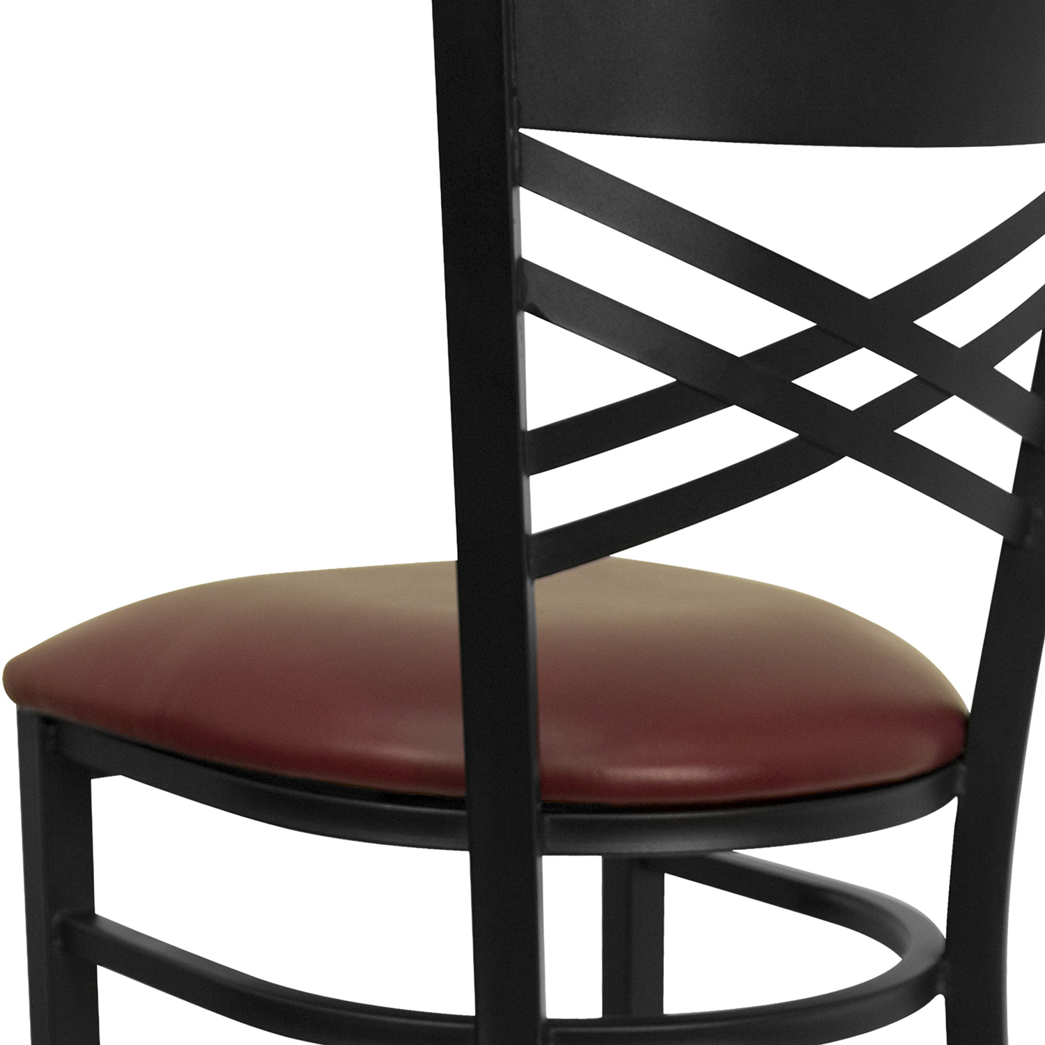 BLNK HERCULES Series Black Metal "X" Back Restaurant Bar Stool with Vinyl Seat - Burgundy