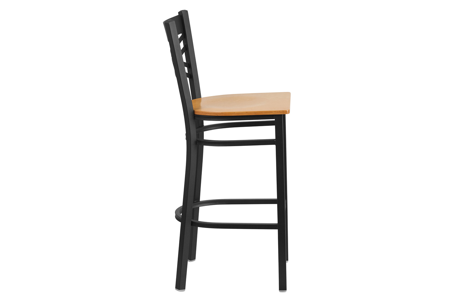 BLNK HERCULES Series Black Metal "X" Back Restaurant Bar Stool with Wood Seat - Natural