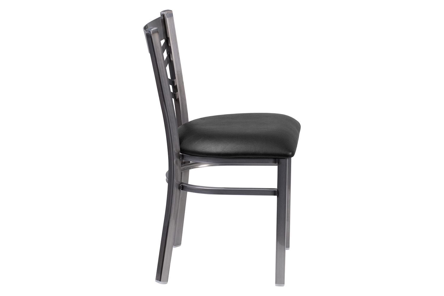 BLNK HERCULES Series Clear Coated Metal X Back Restaurant Chair with Vinyl Seat - Black