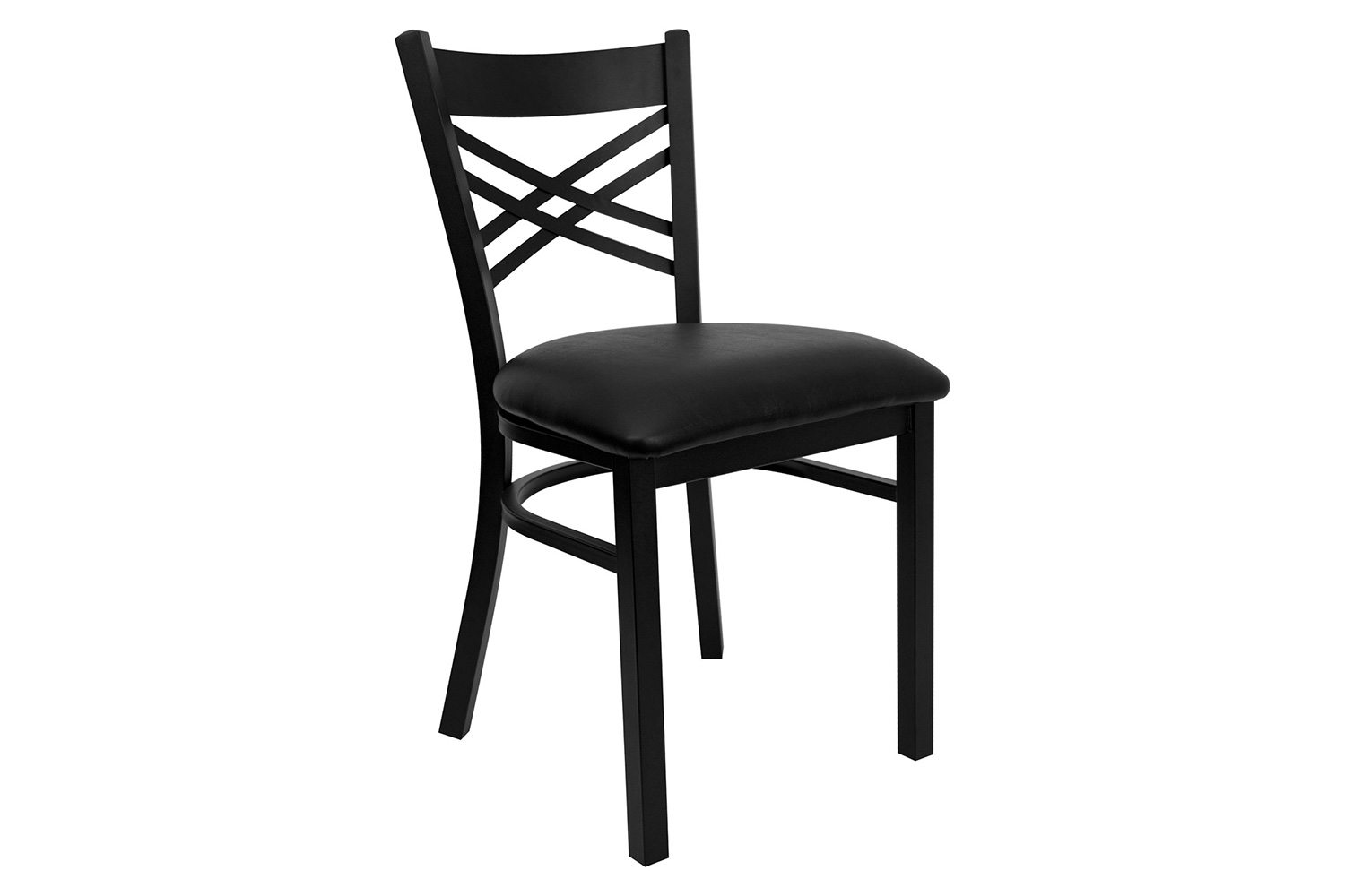 BLNK HERCULES Series Black Metal X" Back Restaurant Chair with Vinyl Seat - Black