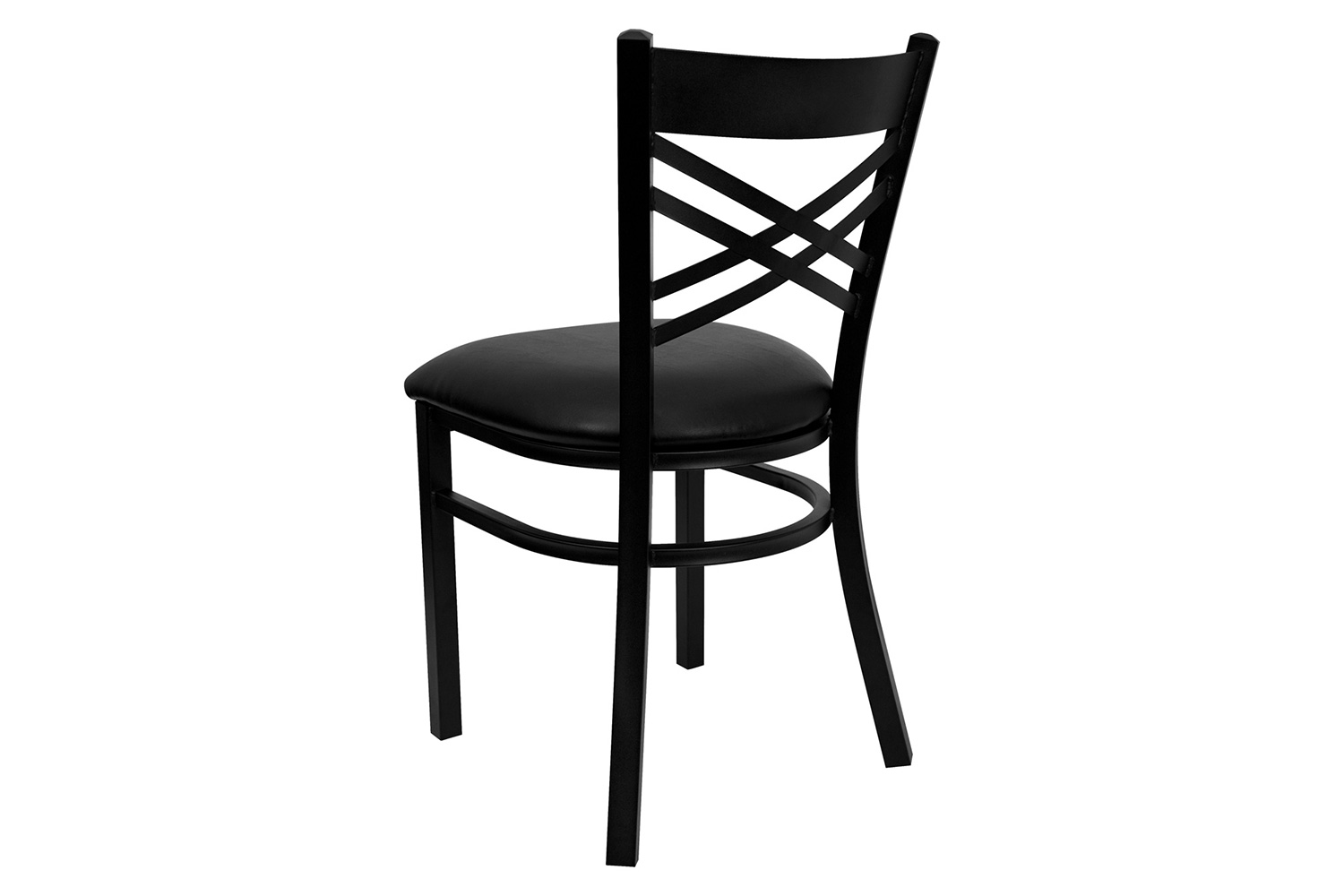 BLNK HERCULES Series Black Metal X" Back Restaurant Chair with Vinyl Seat - Black