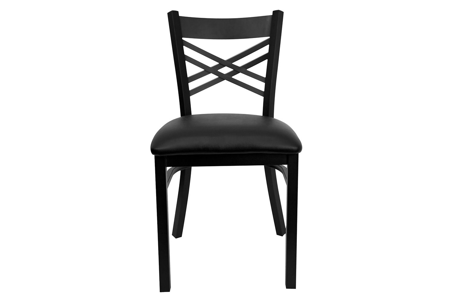 BLNK HERCULES Series Black Metal X" Back Restaurant Chair with Vinyl Seat - Black