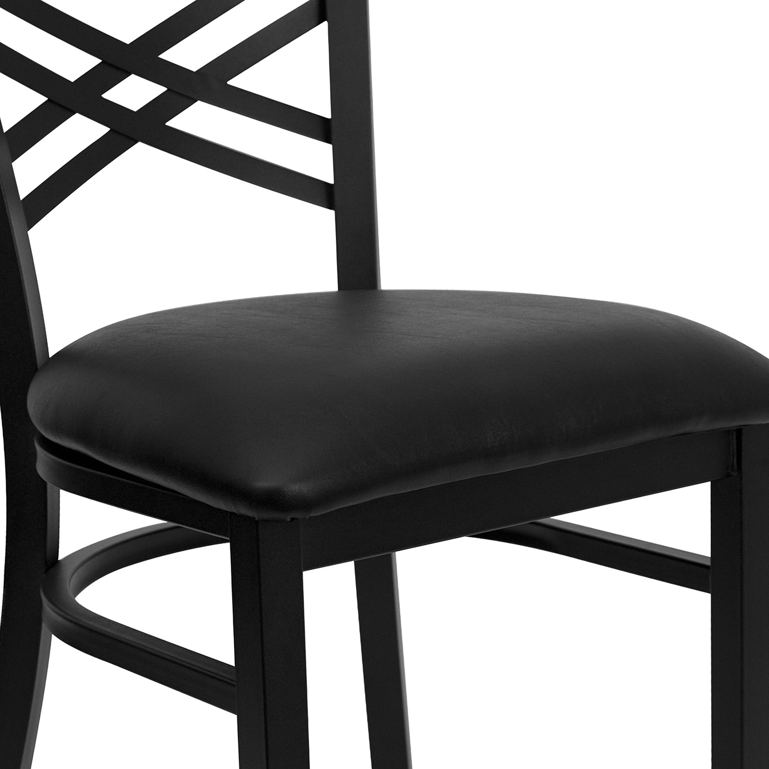 BLNK HERCULES Series Black Metal X" Back Restaurant Chair with Vinyl Seat - Black