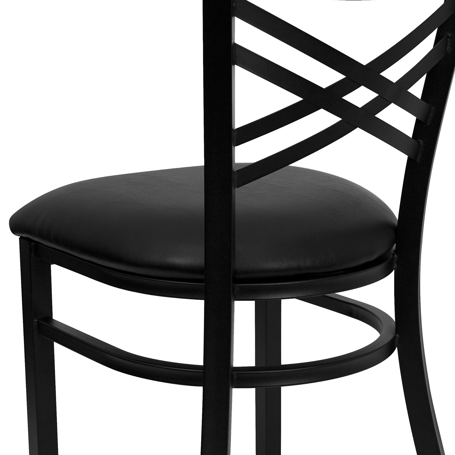 BLNK HERCULES Series Black Metal X" Back Restaurant Chair with Vinyl Seat - Black