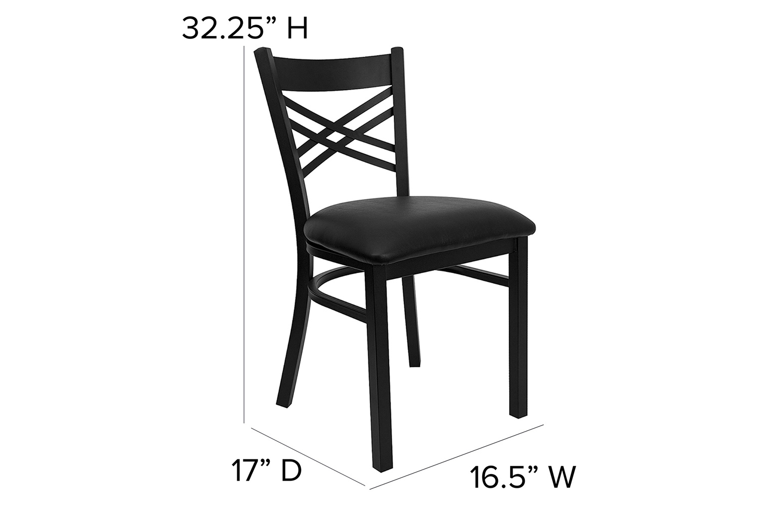 BLNK HERCULES Series Black Metal X" Back Restaurant Chair with Vinyl Seat - Black