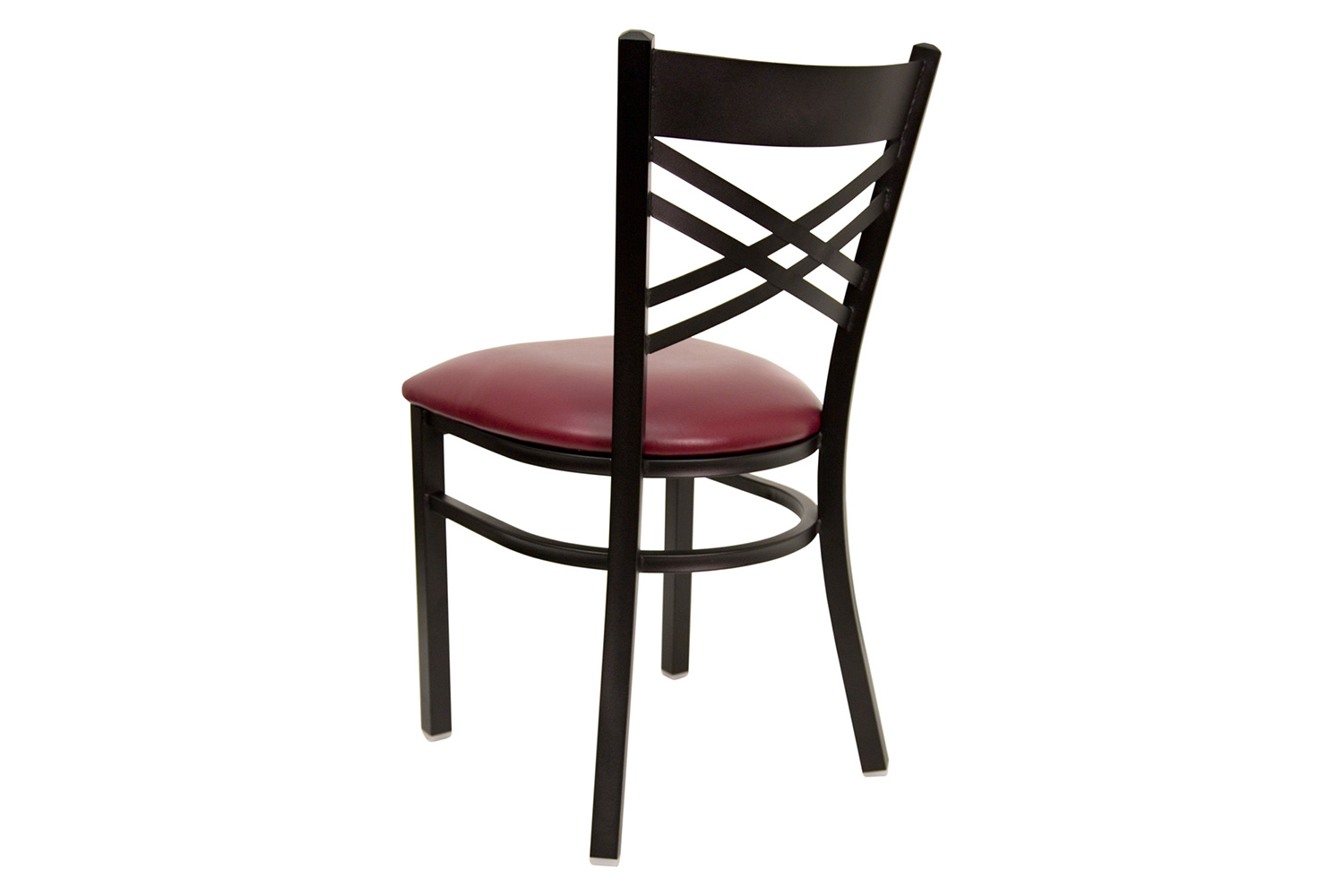 BLNK HERCULES Series Black Metal X" Back Restaurant Chair with Vinyl Seat - Burgundy