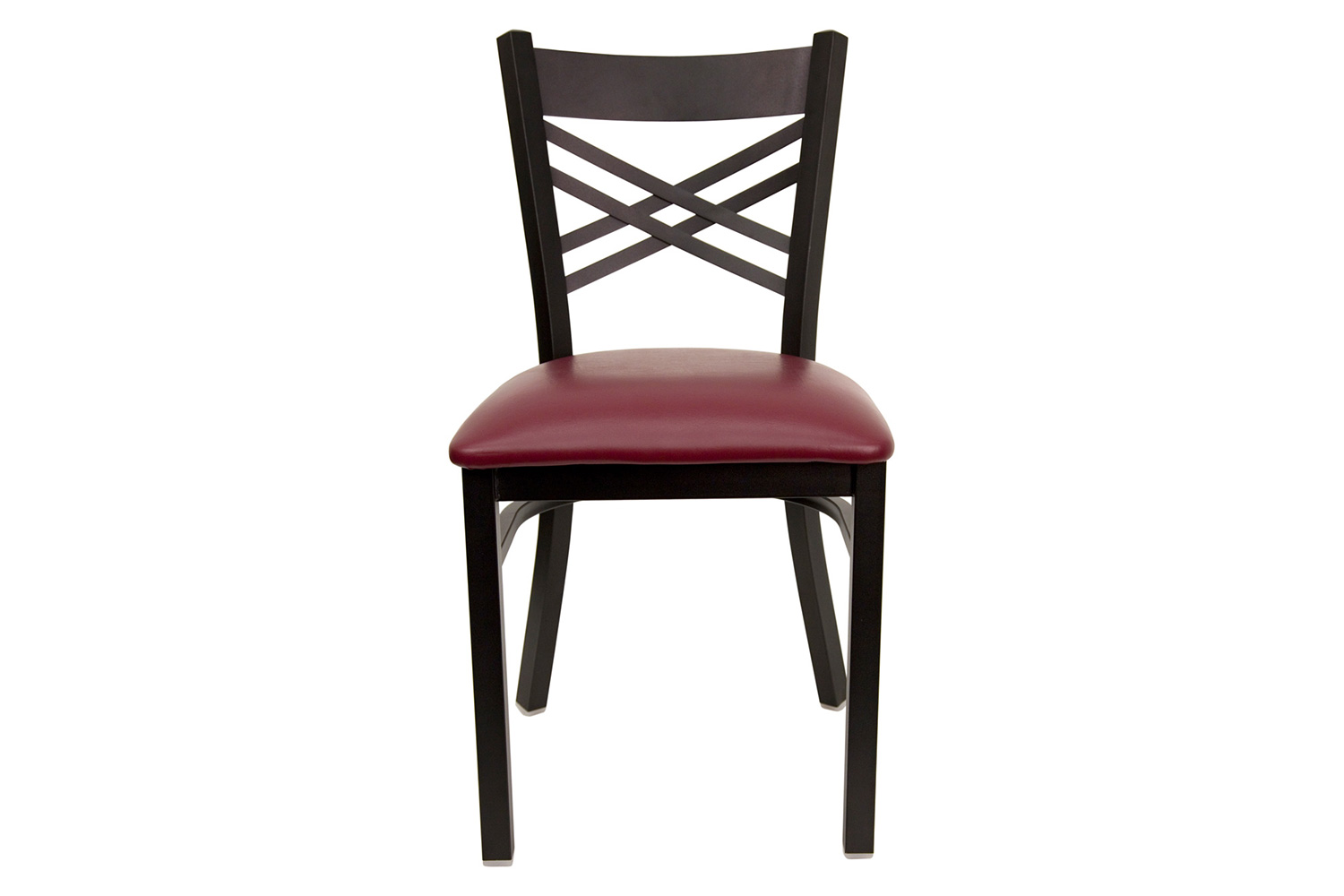 BLNK HERCULES Series Black Metal X" Back Restaurant Chair with Vinyl Seat - Burgundy