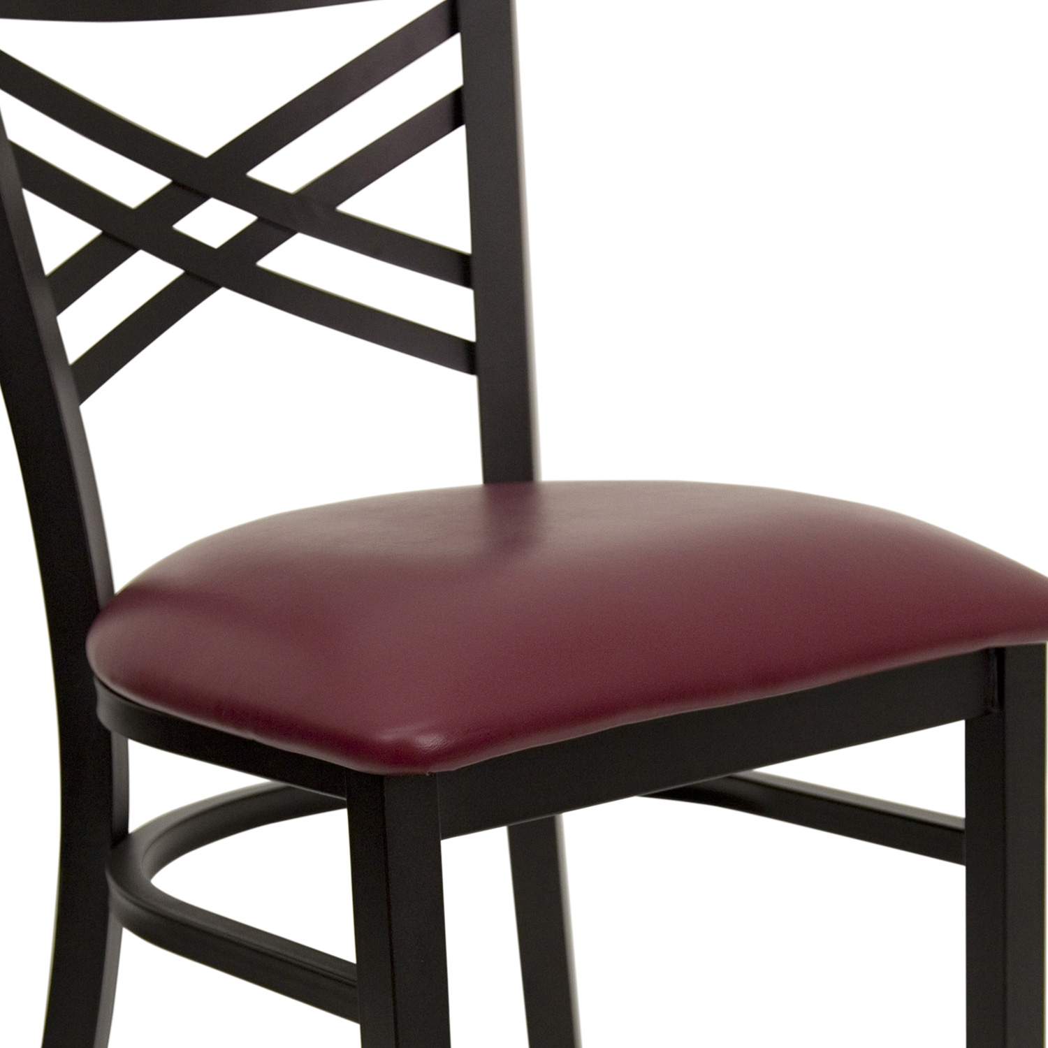 BLNK HERCULES Series Black Metal X" Back Restaurant Chair with Vinyl Seat - Burgundy