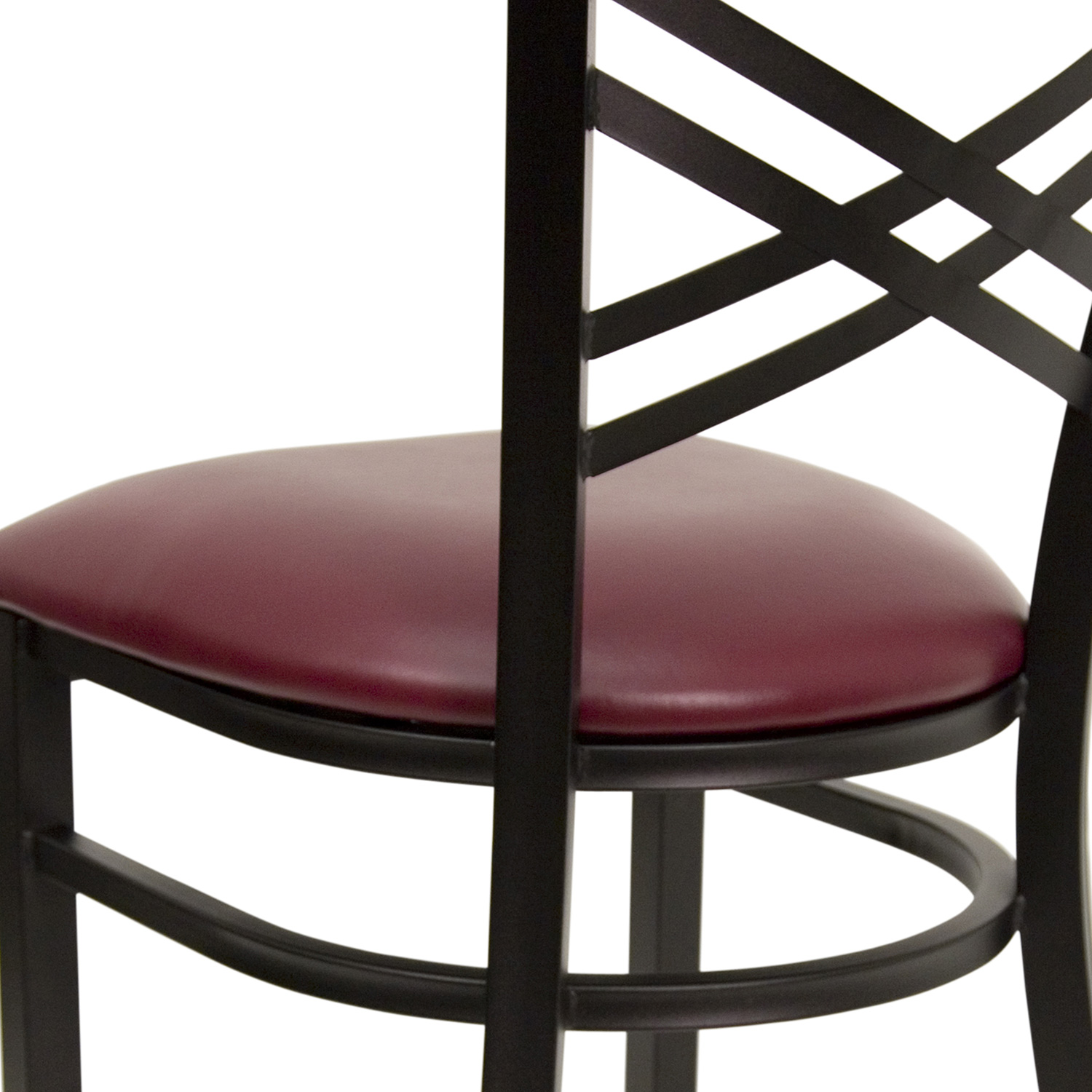 BLNK HERCULES Series Black Metal X" Back Restaurant Chair with Vinyl Seat - Burgundy