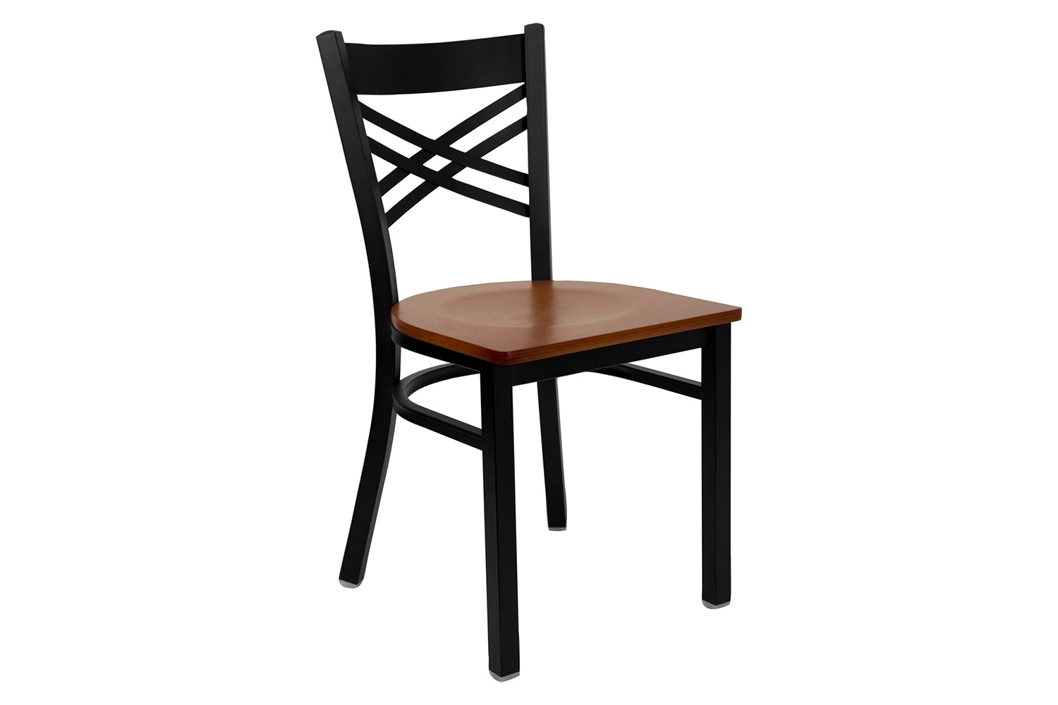 BLNK HERCULES Series Black Metal X" Back Restaurant Chair with Wood Seat