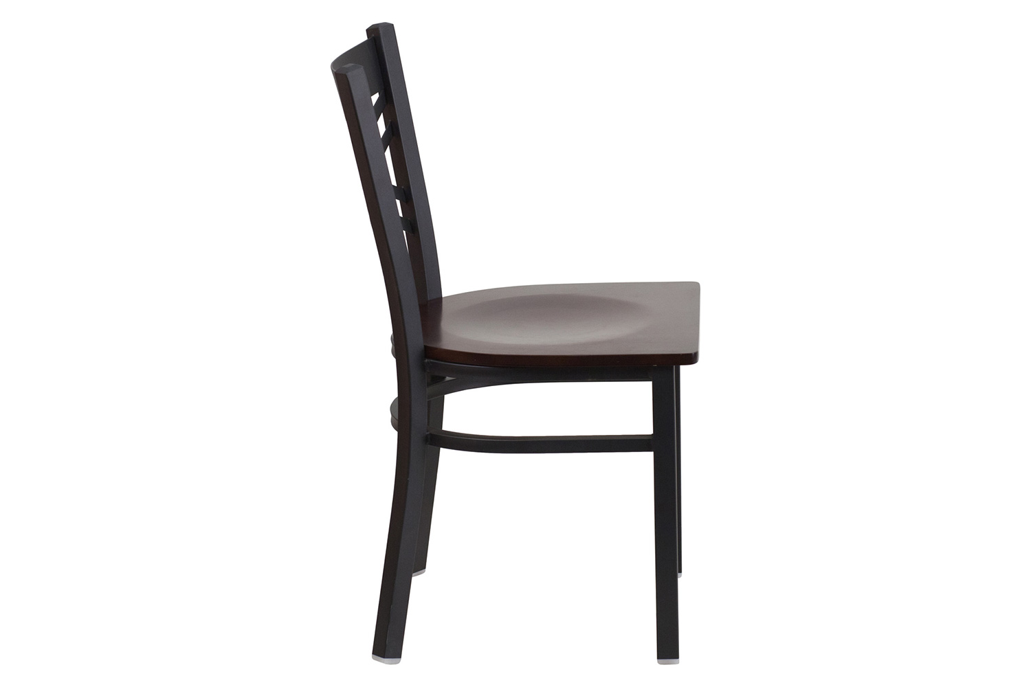 BLNK HERCULES Series Black Metal X" Back Restaurant Chair with Wood Seat - Walnut