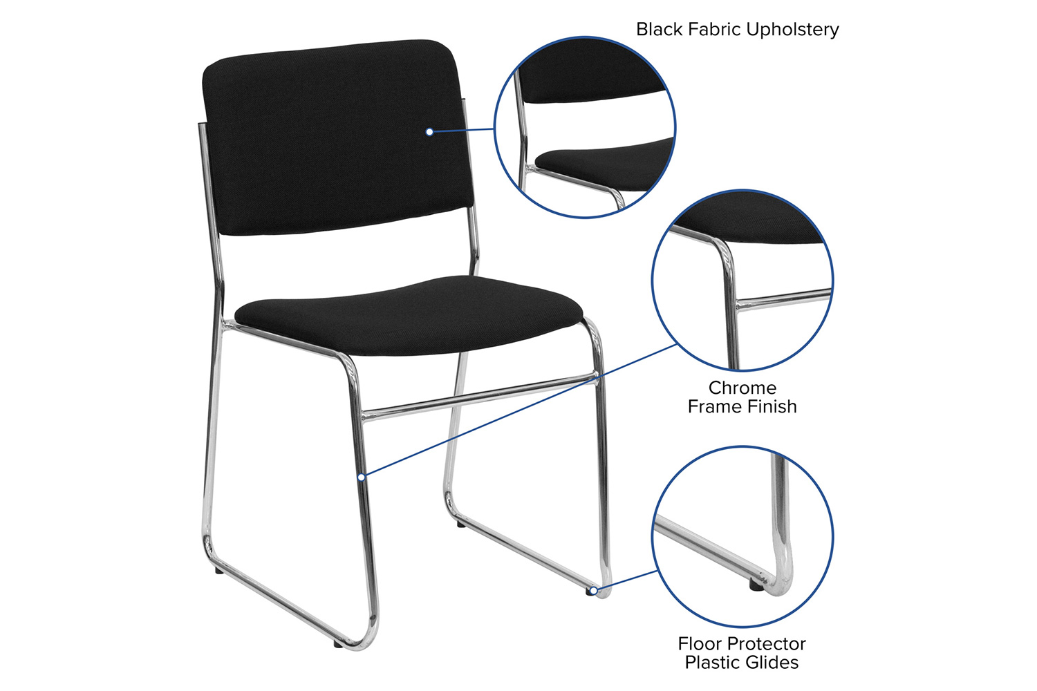 BLNK - HERCULES Series Fabric High Density Stacking Chair with Chrome Sled Base