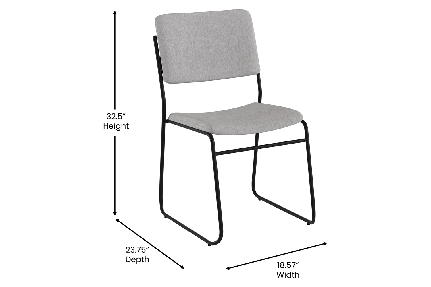 BLNK HERCULES Series Fabric High Density Stacking Chair with Sled Base - Gray