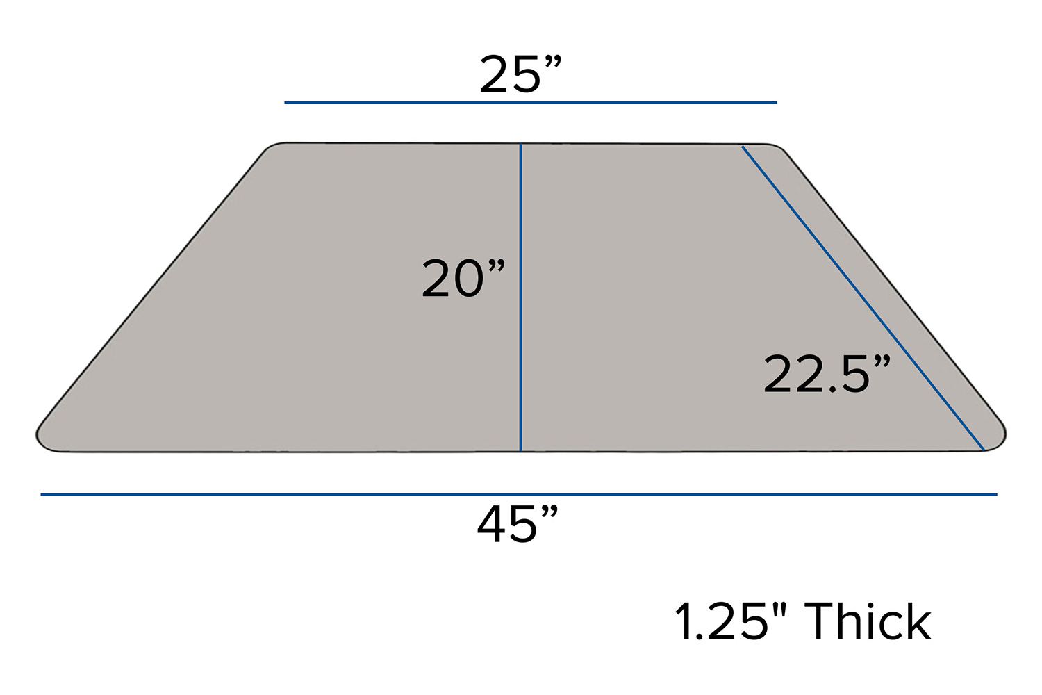 BLNK Wren Mobile Trapezoid HP Laminate Activity Table - Gray, 22.5"W x 45"L, with Short Height Adjustable Legs