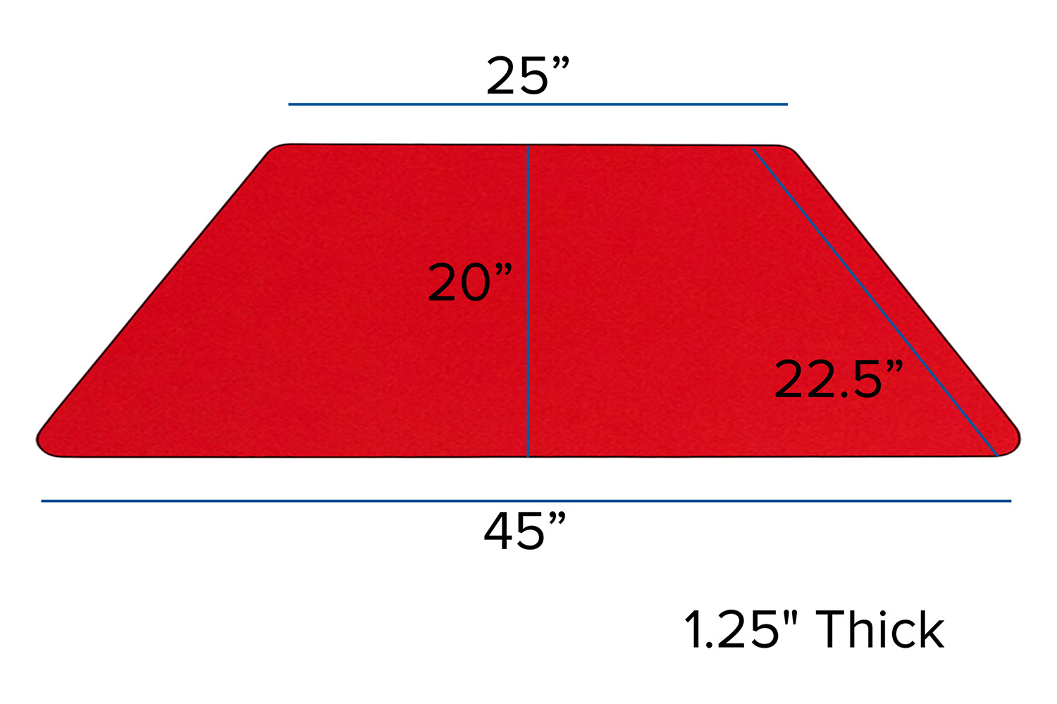 BLNK Wren Trapezoid HP Laminate Activity Table - Red, 22.5"W x 45"L, with Standard Height Adjustable Legs