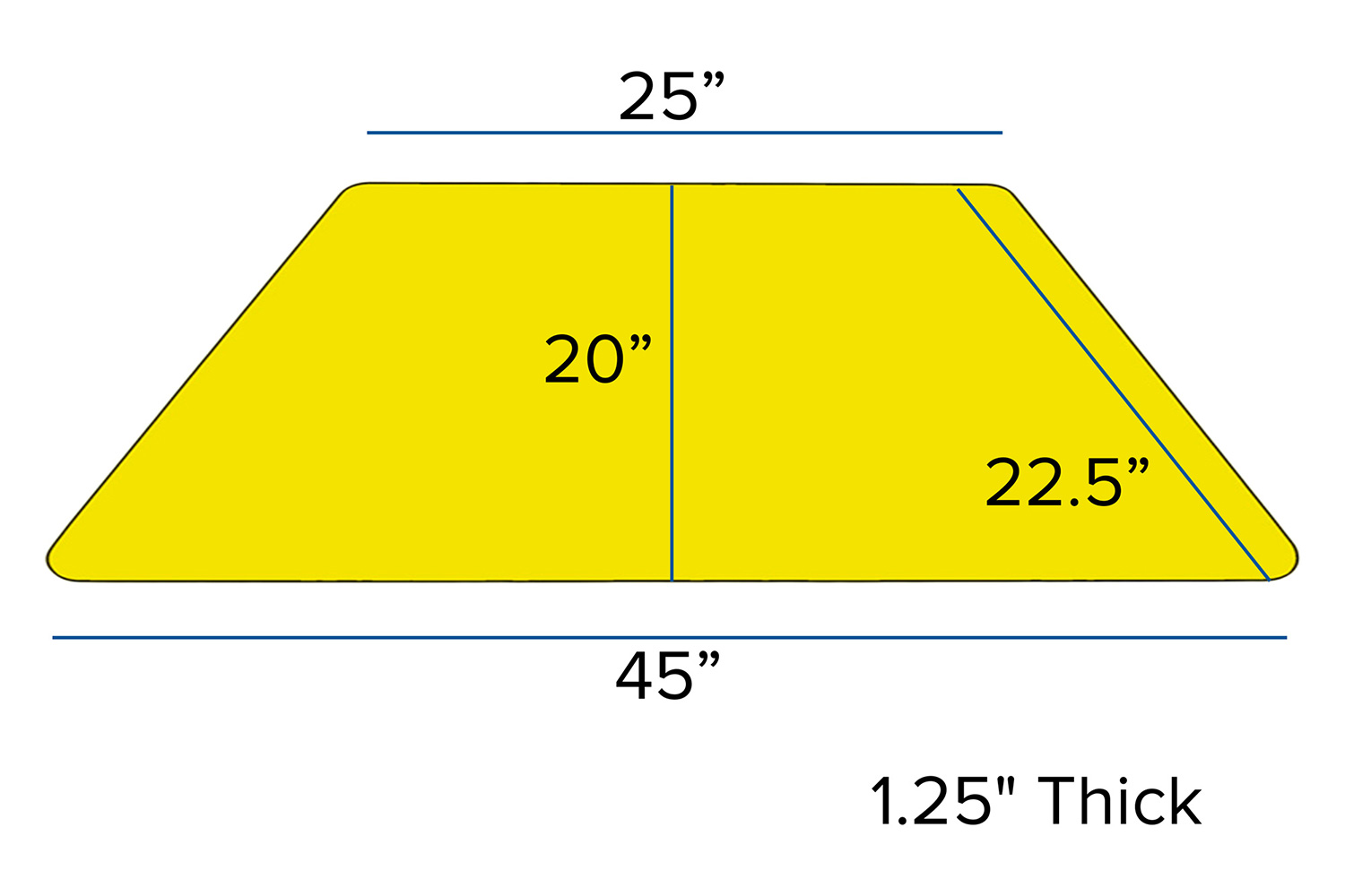 BLNK Wren Mobile Trapezoid HP Laminate Activity Table - Yellow, 22.5"W x 45"L, with Standard Height Adjustable Legs