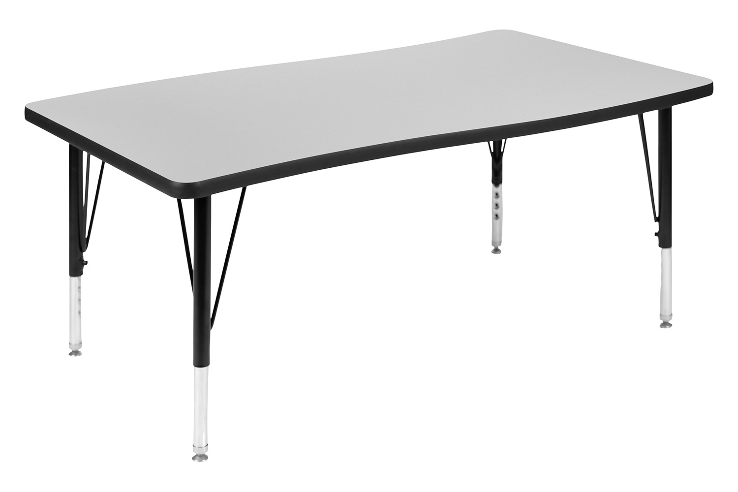 BLNK Wren Rectangular Thermal Laminate Wave Flexible Collaborative Activity Table - Gray, 28"W x 47.5"L, with Short Height Adjustable Legs