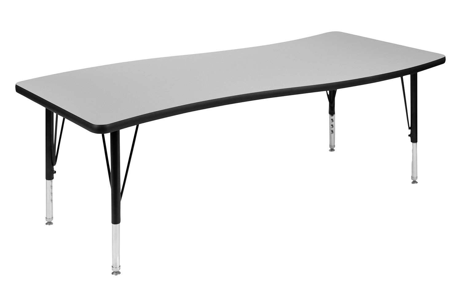 BLNK Wren Rectangular Thermal Laminate Wave Flexible Collaborative Activity Table - Gray, 26"W x 60"L, with Short Height Adjustable Legs