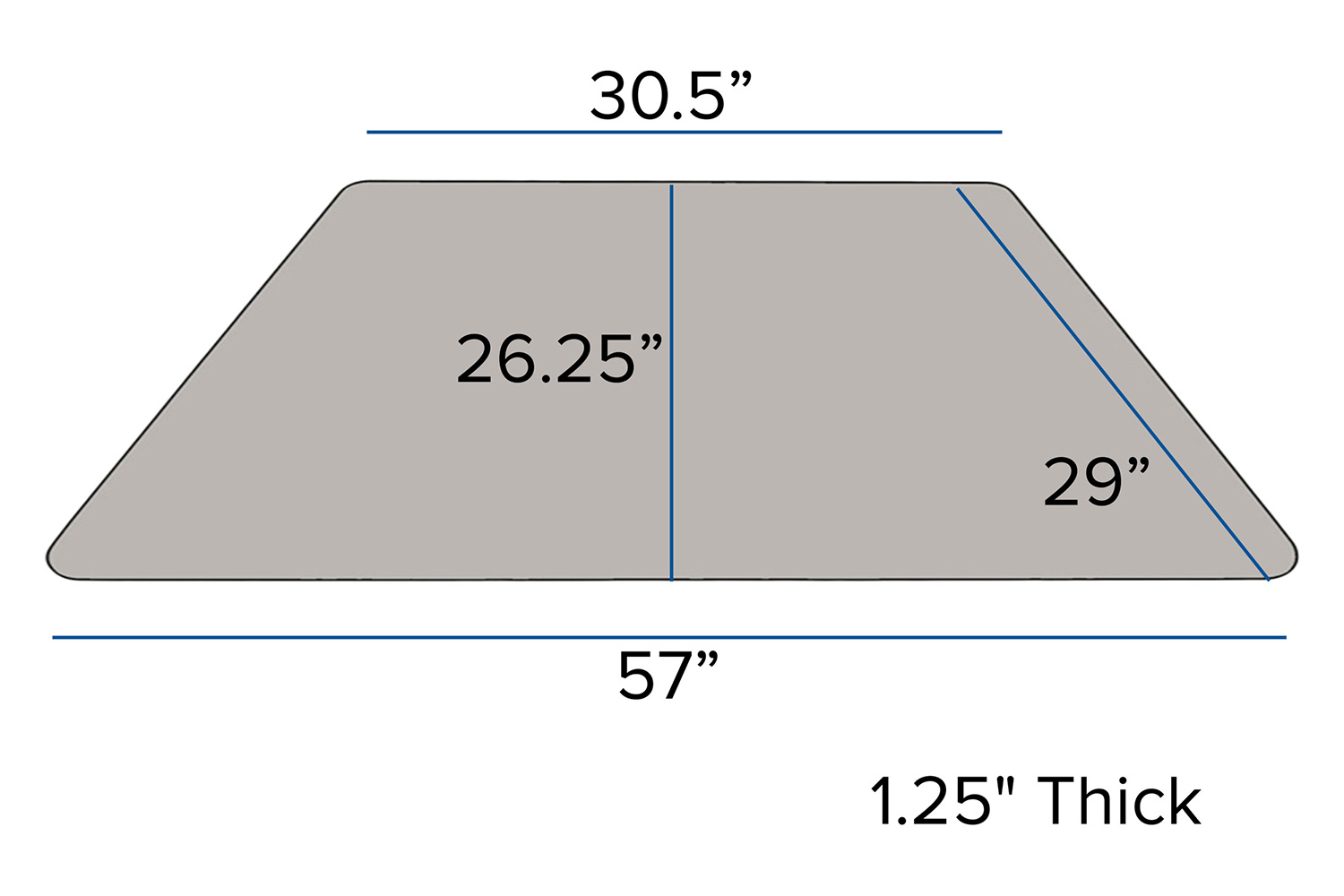 BLNK Wren Mobile Trapezoid HP Laminate Activity Table - Gray, 29"W x 57"L, with Standard Height Adjustable Legs