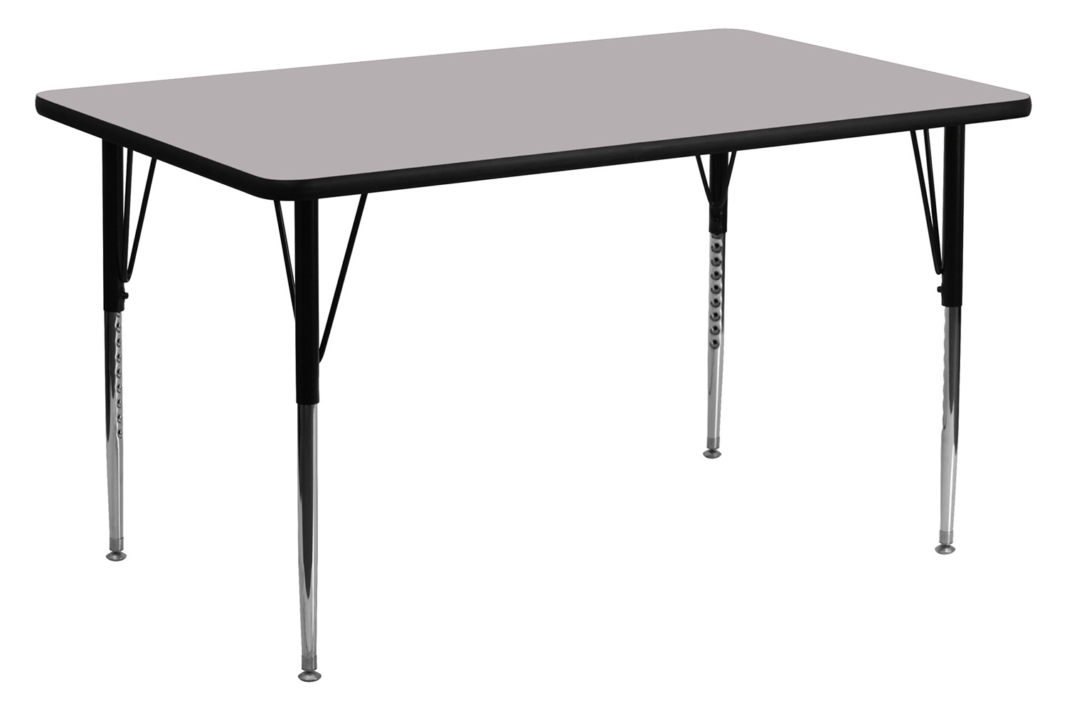 BLNK Wren Rectangular Thermal Laminate Activity Table - Gray, 30"W x 72"L, with Standard Height Adjustable Legs