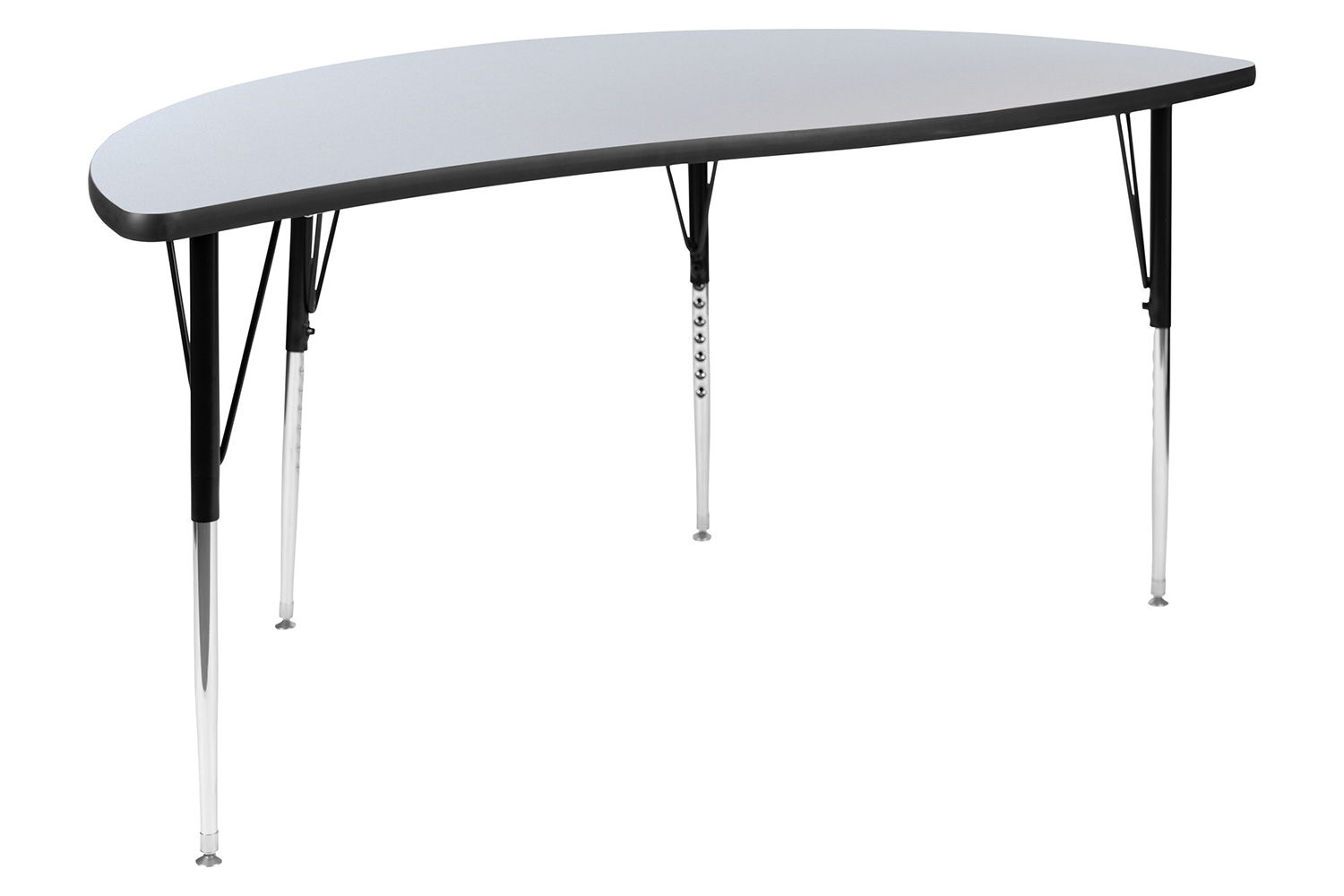 BLNK Wren Half Circle Thermal Laminate Wave Flexible Collaborative Activity Table - Gray, 60"D, with Standard Height Adjustable Legs