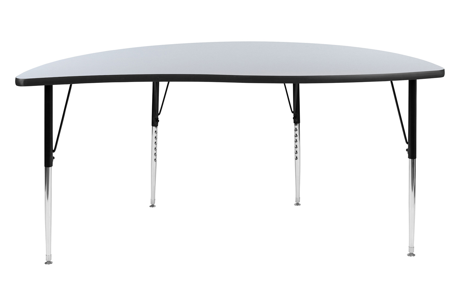 BLNK Wren Half Circle Thermal Laminate Wave Flexible Collaborative Activity Table - Gray, 60"D, with Standard Height Adjustable Legs